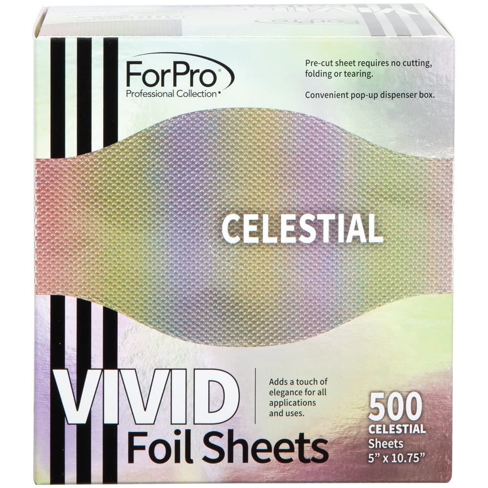 ForPro Vivid Celestial Embossed Foil Sheets, Aluminum Foil, Pop-Up Foil Dispenser, Hair Foils for Color Application and Highlighting Services, Food Safe, 5ââ‚¬Â W x 10.75ââ‚¬Â L, 500-Count
