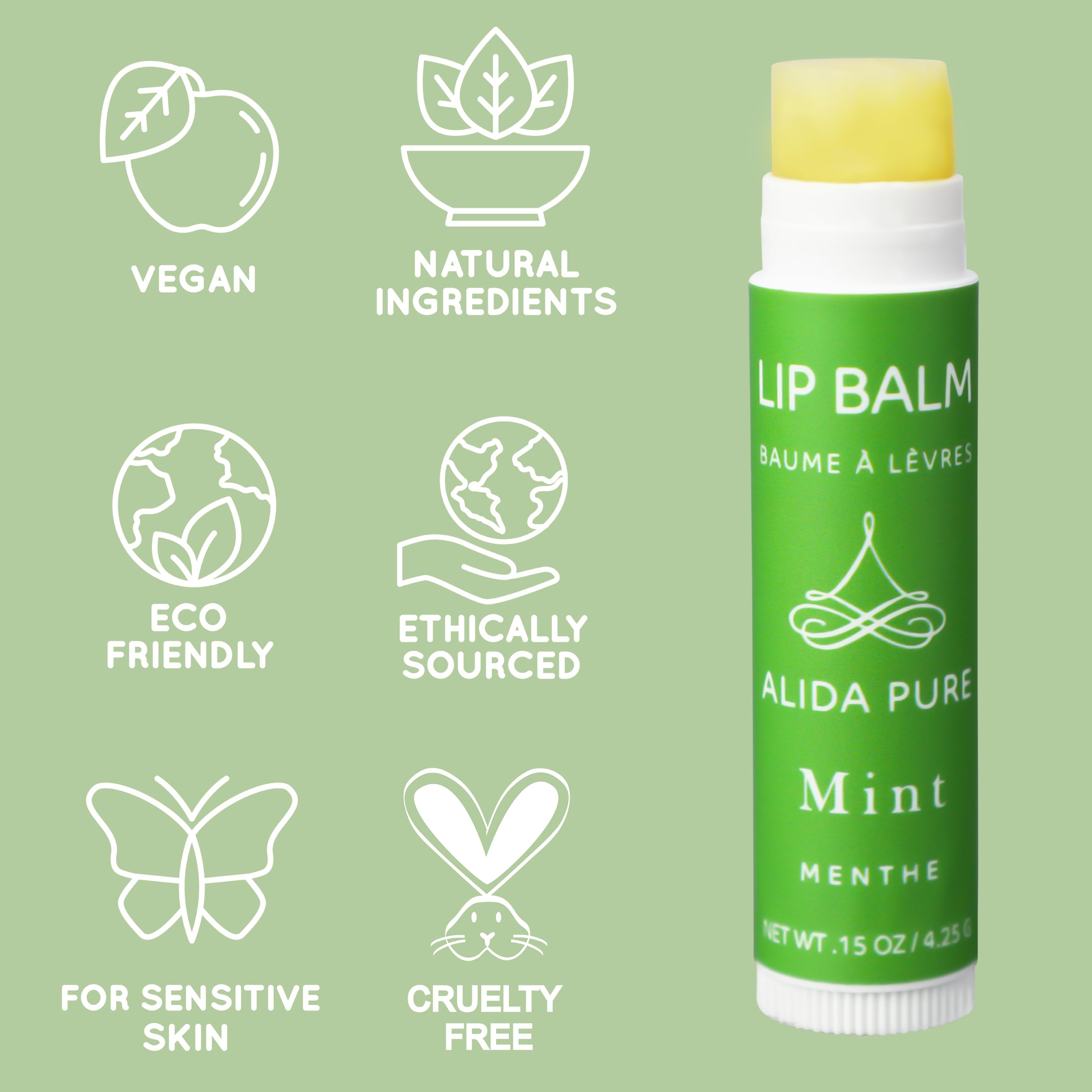 PURE + SIMPLE ARIA LIP BALM COLLECTION, VEGAN, SET OF 5 TUBES KEY LIME, LAVENDER, ROSE, PEPPERMINT, TUSCAN ORANGE, AVOCADO OIL, JOJOBA OIL, SOOTHES AND HEALS.
