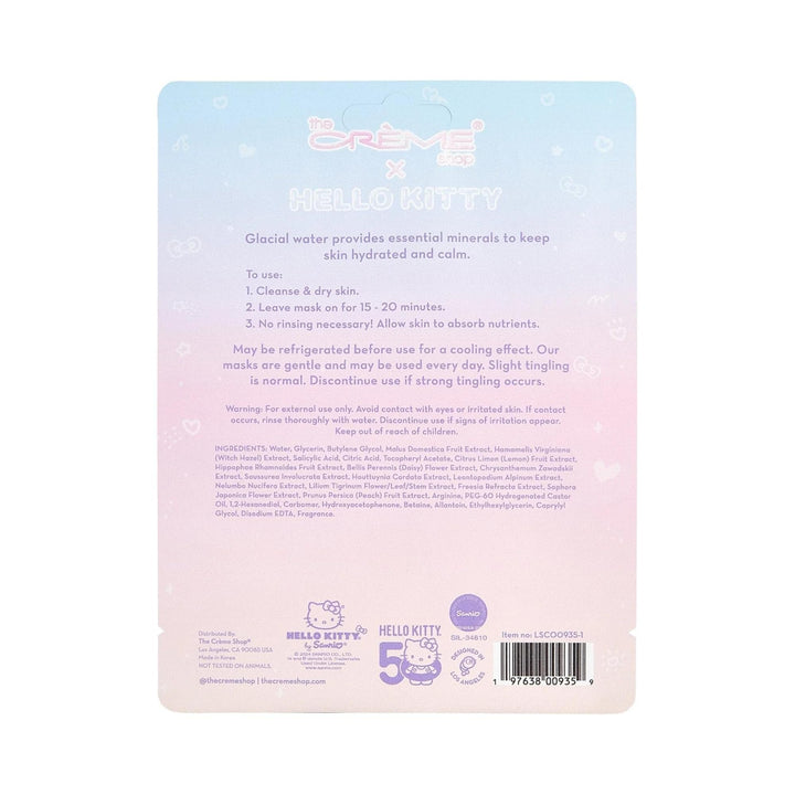 The Crème Shop x Hello Kitty Look So Cool Printed Essence Sheet Mask, Infused with Hydrating and Cooling Glacial Water, Korean Face Mask - 50th Year Anniversary Limited Edition (Pack of 1)