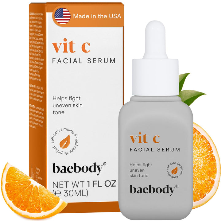 Baebody Vitamin C Serum 20% for Face, Professional Anti-Aging Topical Facial Serum w Hyaluronic Acid and Vitamin E, Super Strength w Organic Ingredients, 1oz