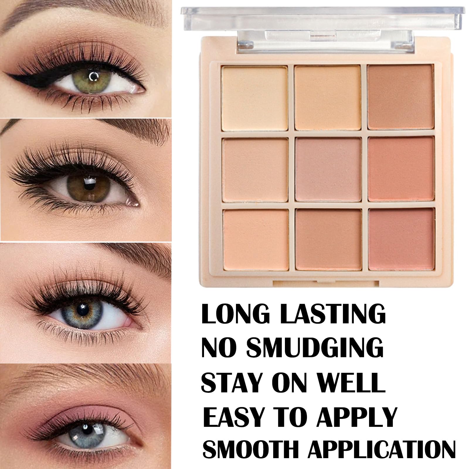 MEICOLY 9 Colors Glitter Eyeshadow Palette, Long Lasting Shimmer Eye Makeup, Waterproof Matte Shade, Eye Shadow Makeup, Light Flesh