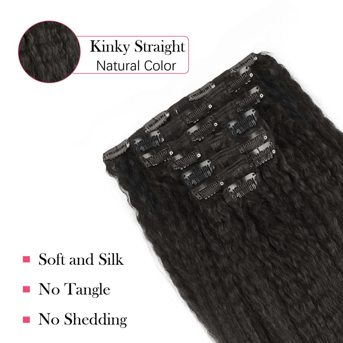 Sassina 7 Pieces 120Grams Clip in Human Hair Extensions Brazilian Virgin Hair Italian Coarse Kinky Yaky Straight Double Wefts Clip-ins Extensions For Black Women, KS 20 Inch: 20 inch, Kinky Straight