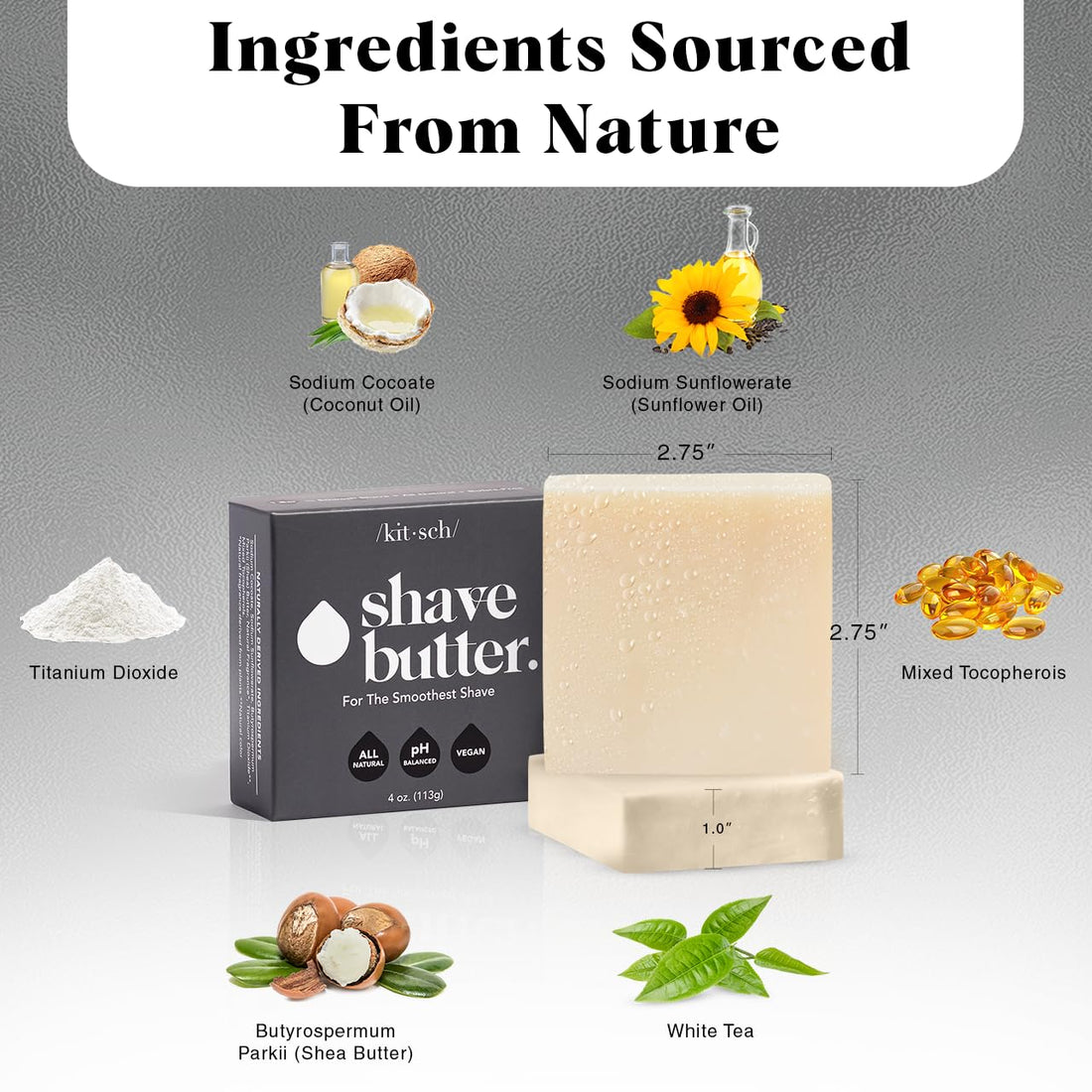 Kitsch Shaving Soap for Men - Hydrating Shave Butter & Shave Soap Bar - Nourishing Bar Soap for Smooth, Irritation-Free Shave – Paraben, Silicone & Sulfate-Free - Vegan, Made in USA - 4 oz