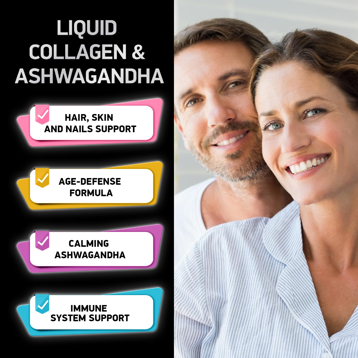 BIOACTIVE LABS Liquid Collagen for Women and Men with Calming Ashwagandha - 100,000mcg Bovine Collagen, 100mg Ashwagandha Liquid for Radiant Skin, Hair, Nails, and Immune Support - 2oz Drops