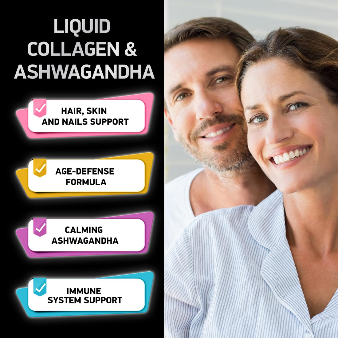 BIOACTIVE LABS Liquid Collagen for Women and Men with Calming Ashwagandha - 100,000mcg Bovine Collagen, 100mg Ashwagandha Liquid for Radiant Skin, Hair, Nails, and Immune Support - 2oz Drops