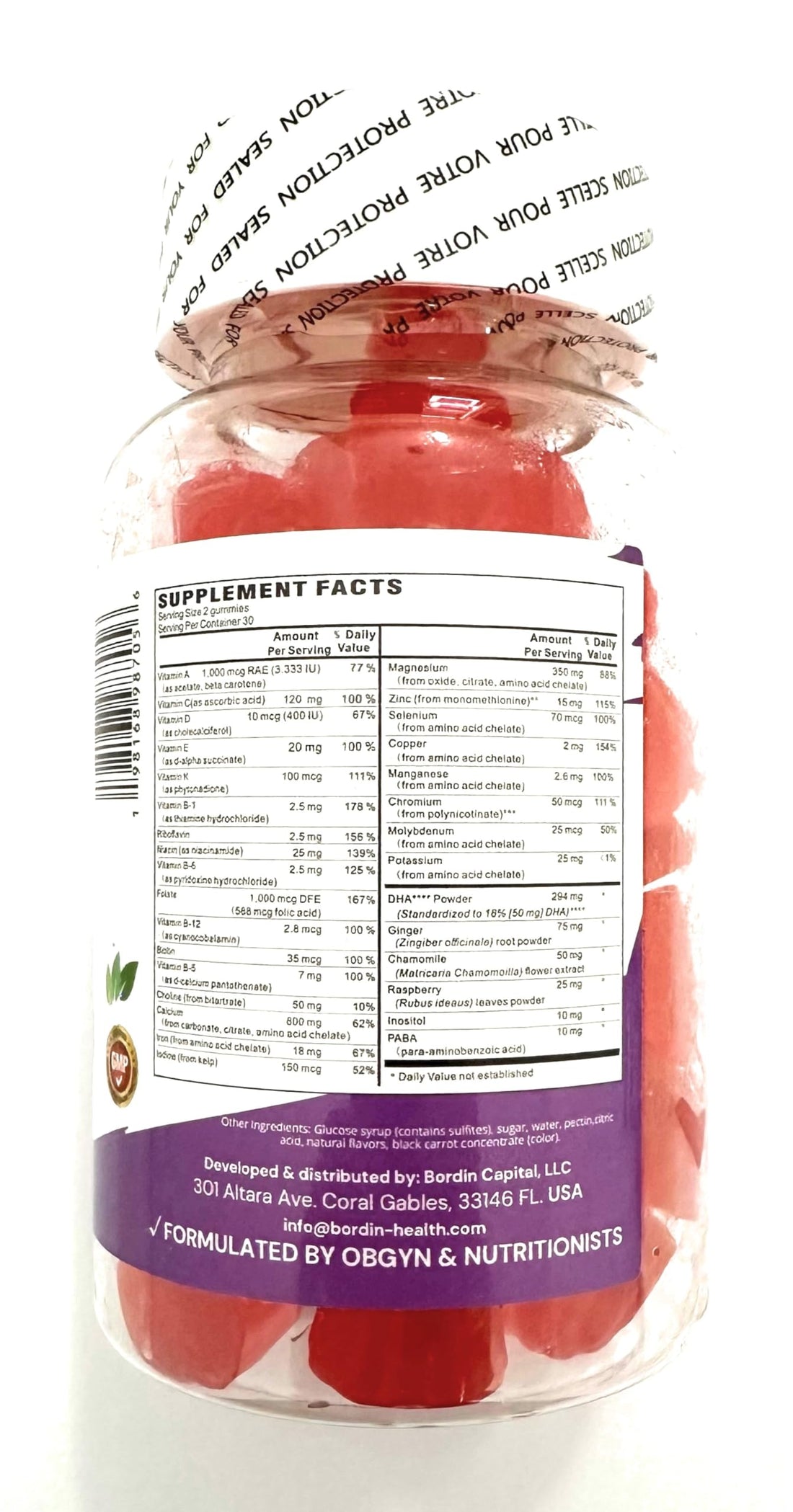 Complete Prenatal Vitamins, Folic Acid, Iron, Minerals and DHA Gummies by Dr. Contarin.