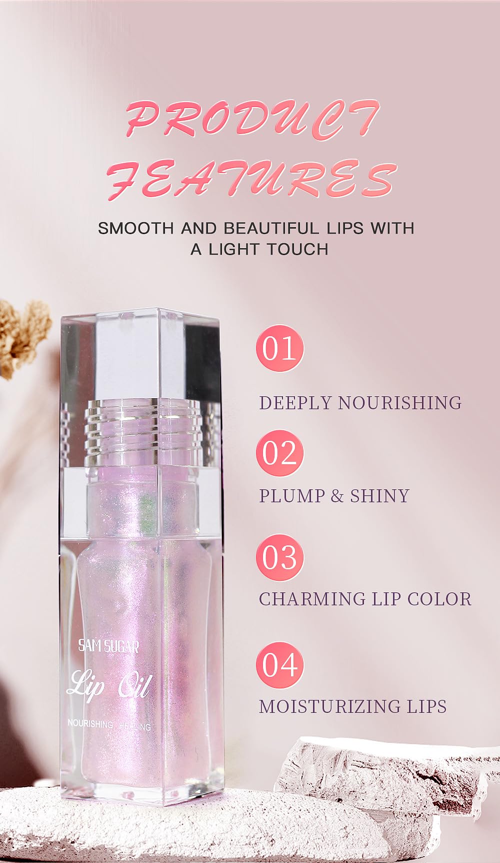 2 Pcs Magic Color Changing Lip Oil,Moisturizing Lip CareNon-Sticky Tinted Lip Oil, Fresh Texture Lip Glow Oil. (Color Changing & Pearlescent)