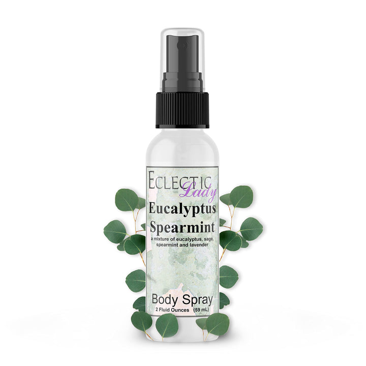 Eclectic Lady Eucalyptus Spearmint Moisturizing Body Spray Original Strength Spear Mint Fragrances, Handcrafted in USA, Paraben-Free, Phthalate-Free Fragrance (2 oz)