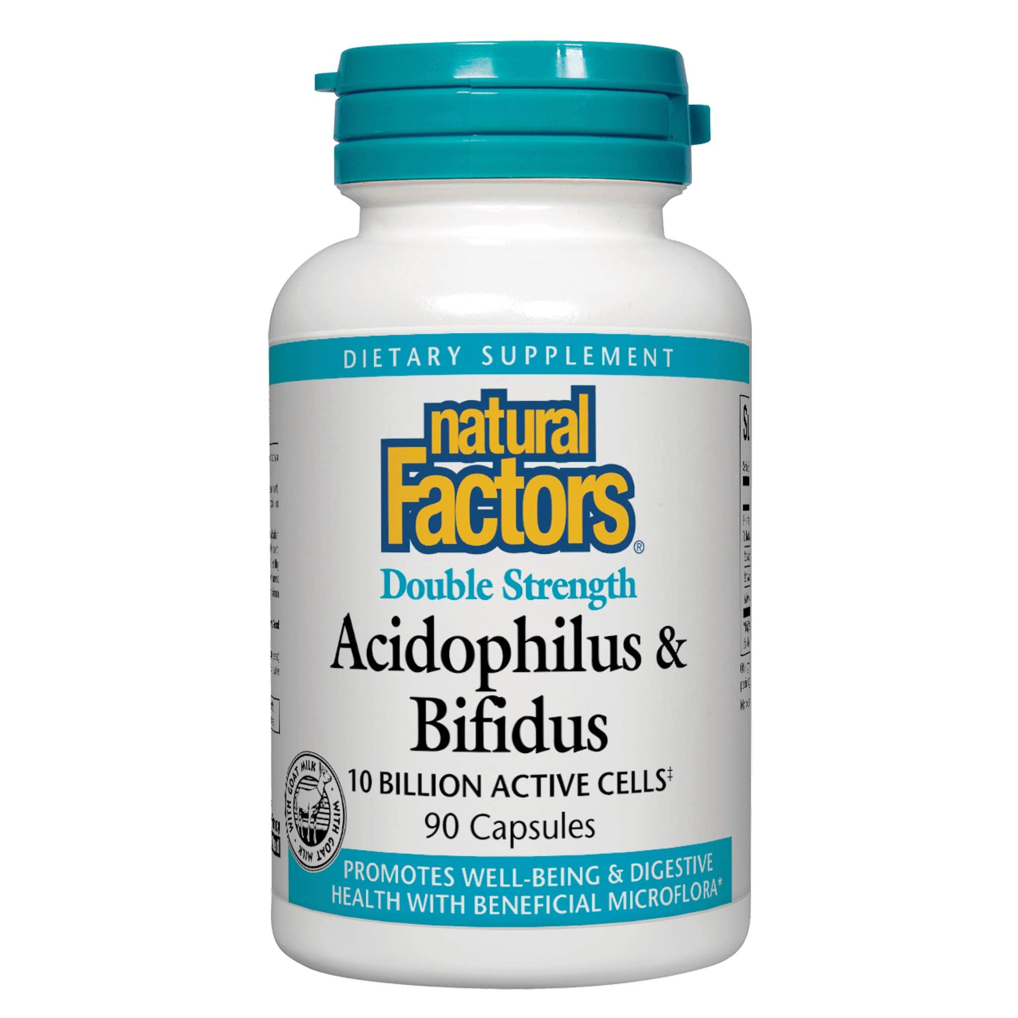 Natural Factors, Acidophilus & Bifidus Double Strength, Probiotic and Prebiotic Formula, 90 Capsules