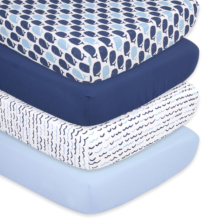 The Peanutshell 4-Pack Fitted Crib Sheet Set - Super Soft & Breathable Baby Girl or Boy Crib Sheets, Nursery Decor, Fit for Standard Crib Mattress Sheet - Nautical