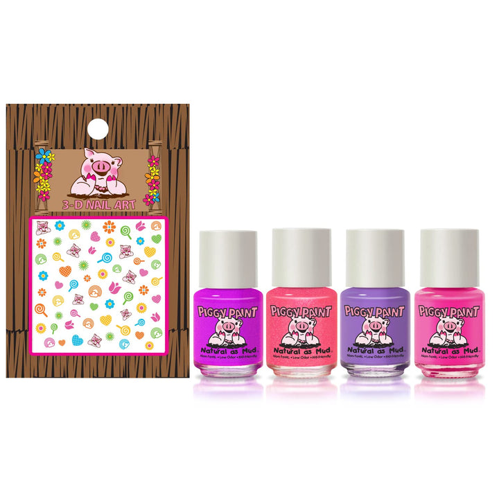 Piggy Paint Non-Toxic Girls Nail Polish Safe, Chemical Free, Swirls and Twirls Gift Set