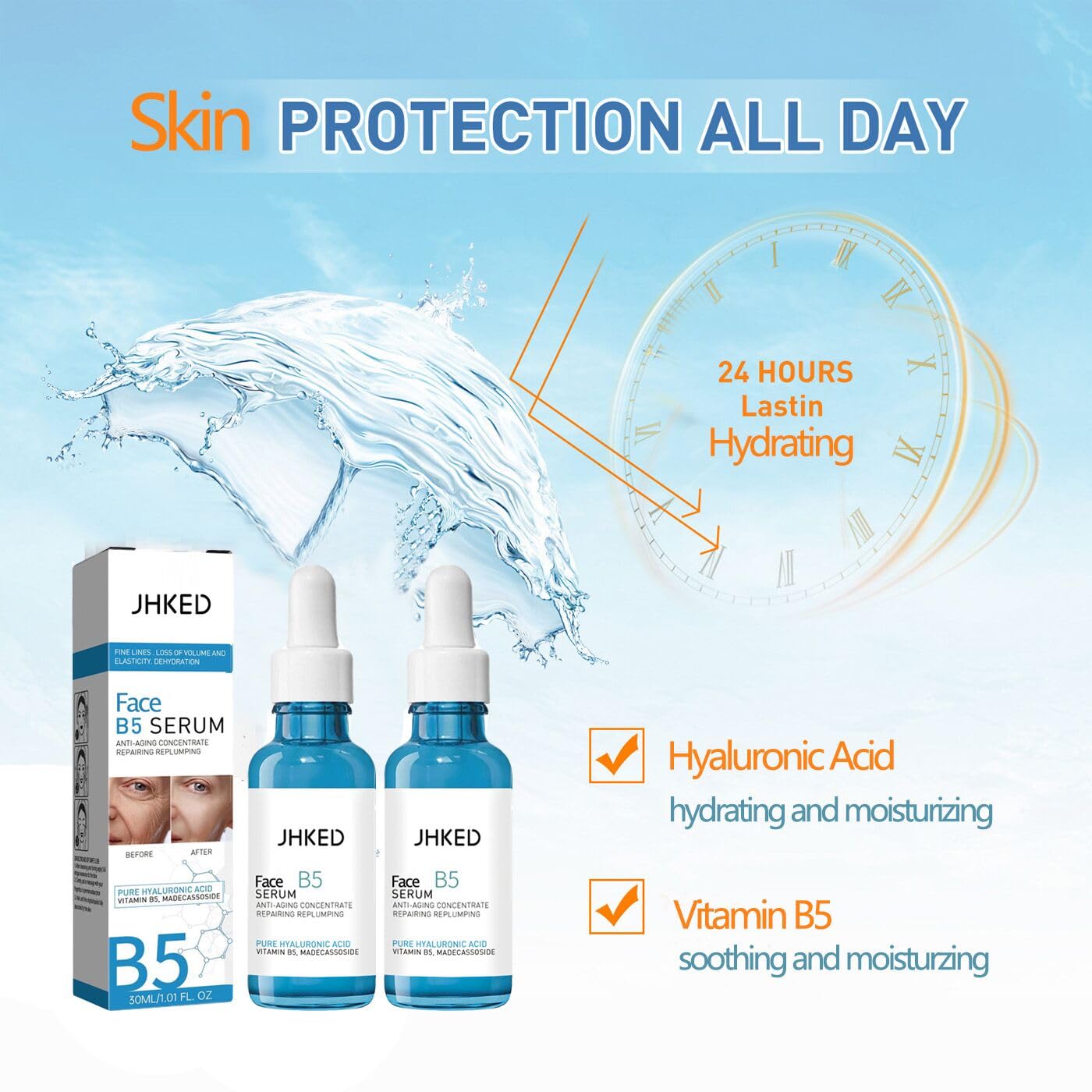 2pcs Face B5 Serum, in a Bottle Instant Face Tightening, Anti Aging Serum,Solution Facial Serum for Fade Fine Lines