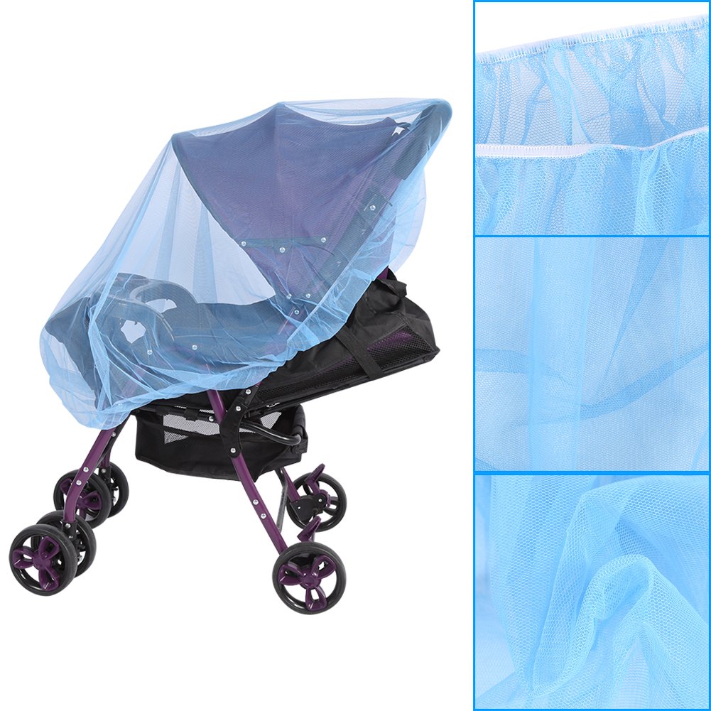 Baby Pushchair Net, Portable Soft Net Safe Mesh Buggy Cover, Fits Most Universal Size Strollers (Blue)