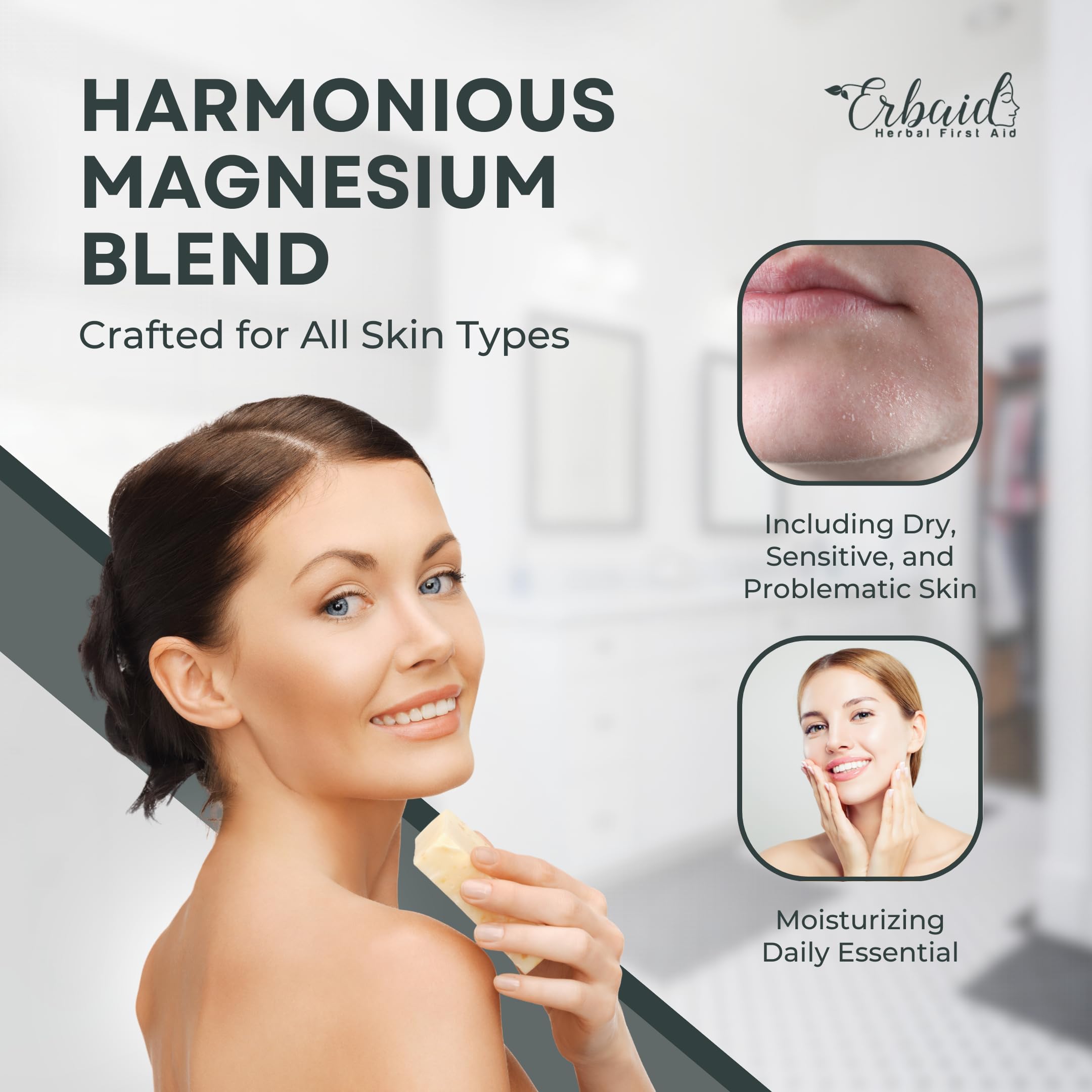 Dead Sea Magnesium Soap Bar – Deep Cleansing, Moisturizing Body Soap for Dry Itchy and All Skin Types – Shower Soap Soothes Muscles and Joints – All-Natural Exfoliating Face and Body Wash Made in USA