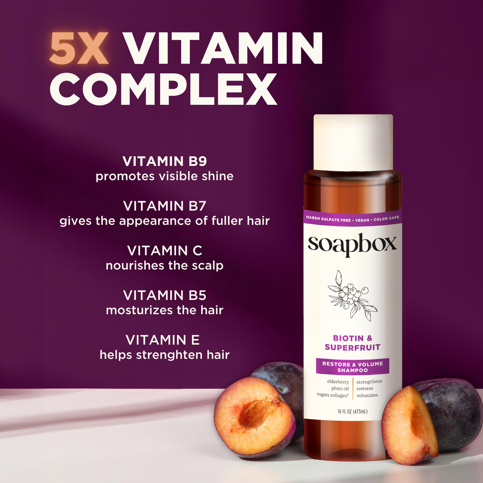 Soapbox Biotin & Superfruit Shampoo & Conditioner Set with Vegan Collagen, Aloe and Shea Butter, Sulfate Free, Paraben & Silicone Free, Color Safe and Vegan Hair Products, 1 Liter Each (Pack of 2)