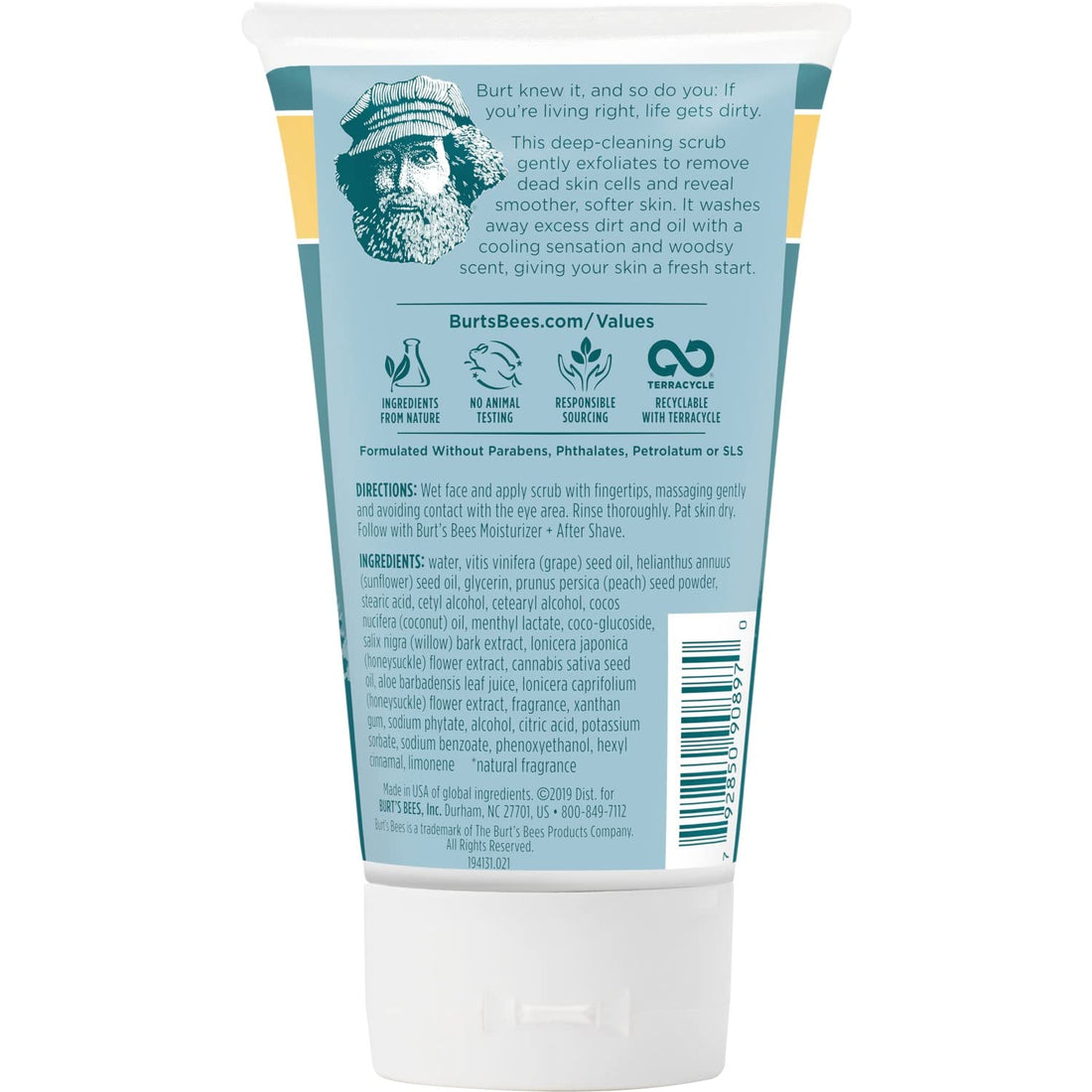 Burt s Bees Cooling Face Scrub with Aloe & Hemp For Men 4 Ounces (3 Pack)