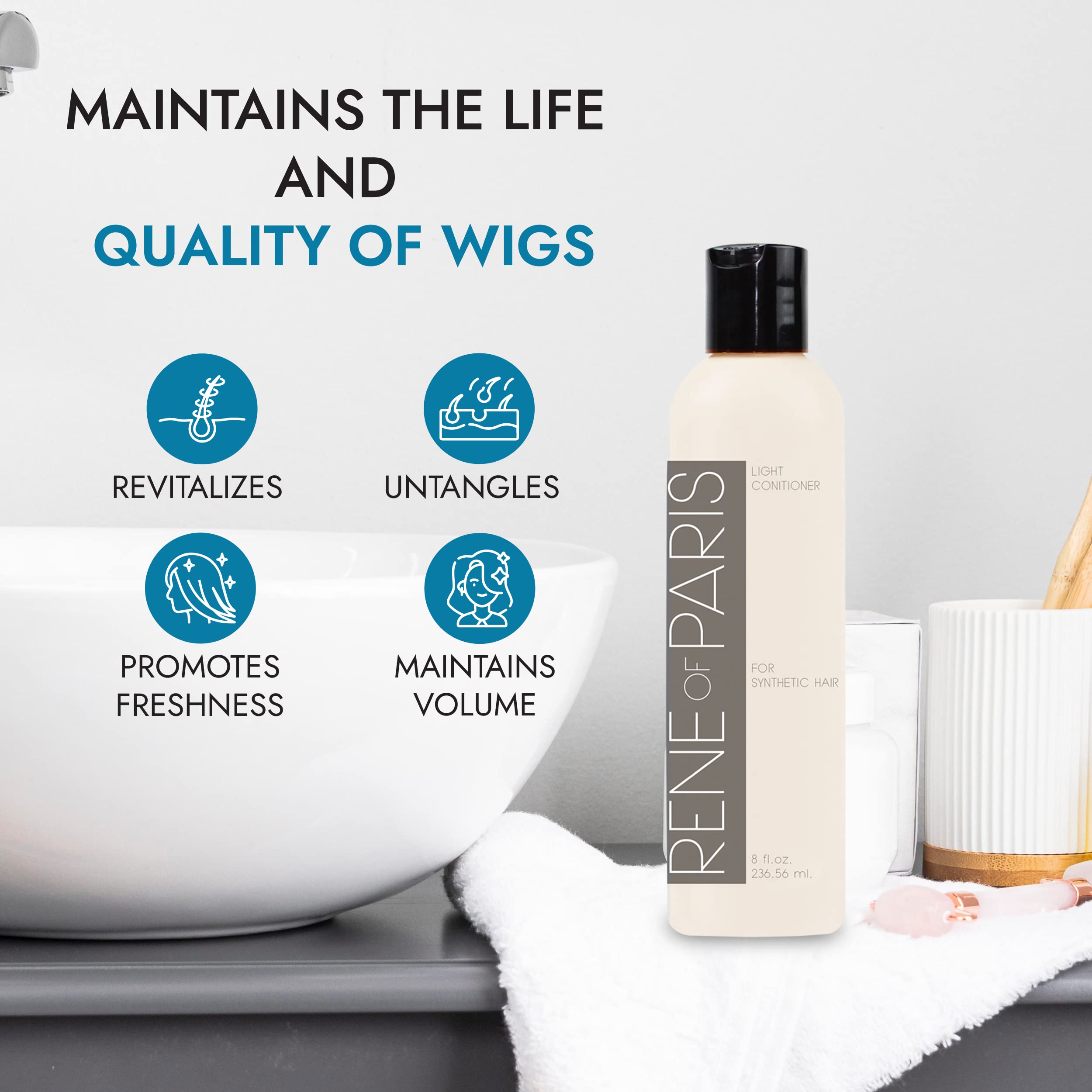 Rene of Paris Hair Conditioner For Synthetic Wigs,Hair Extensions & Accessories (8 oz)