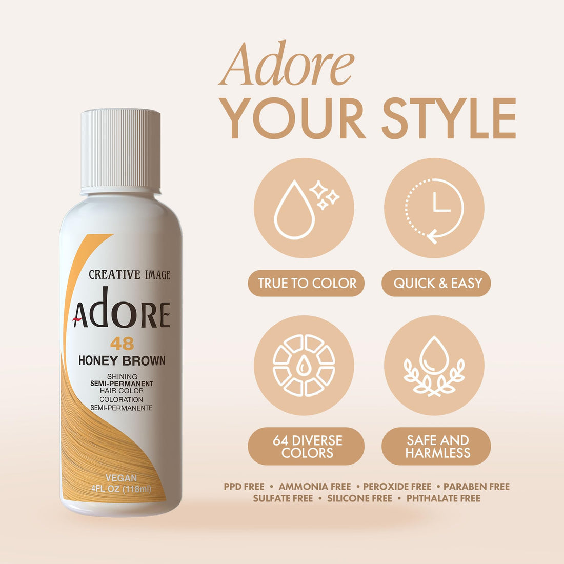 Adore Semi Permanent Hair Color - Vegan and Cruelty-Free Gray Hair Dye - 4 Fl Oz - 158 Mystic Gray (Pack of 1)