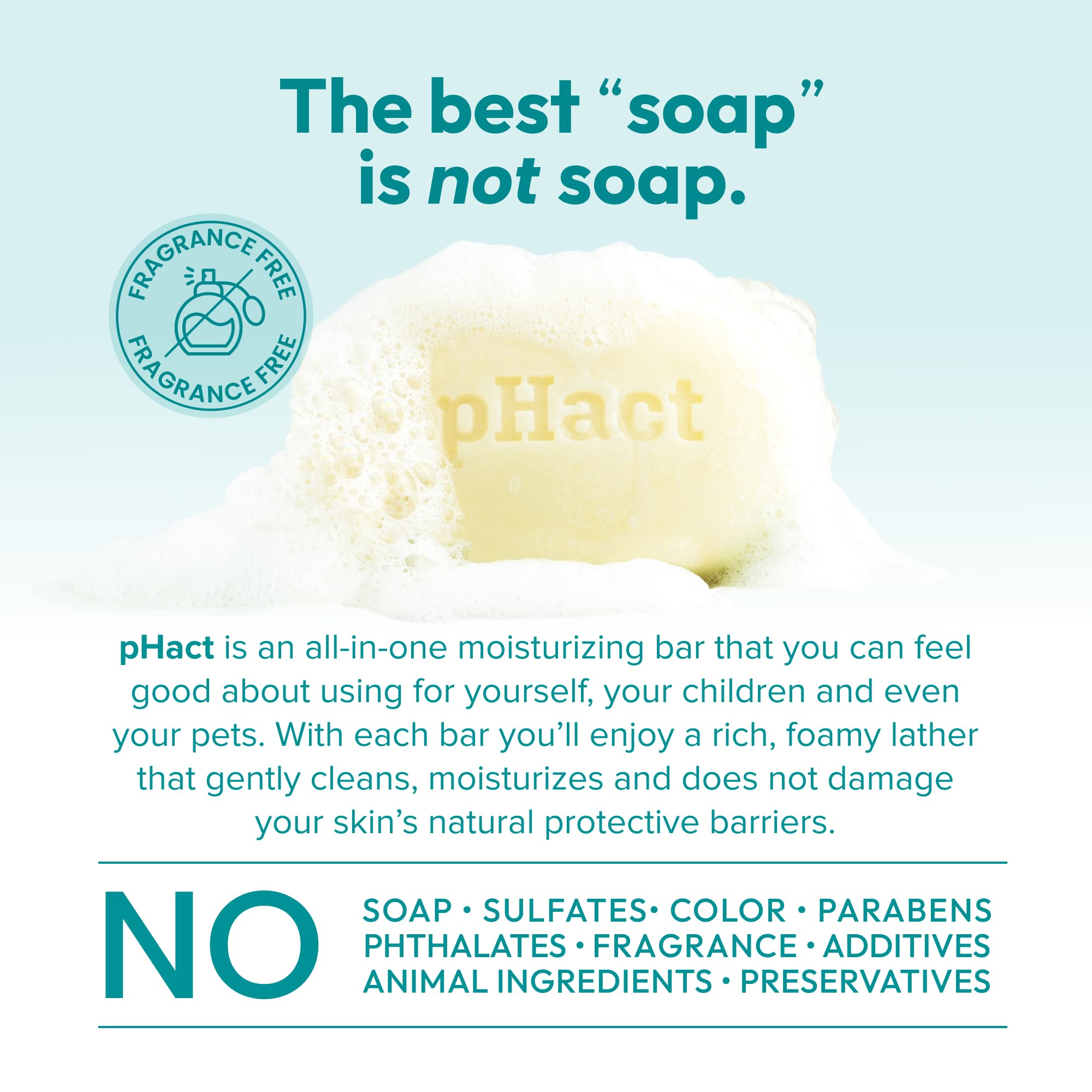 ANDREW LESSMAN pHact Moisture-Rich, Soap-Free Cleansing Bar. Natural Skin pH. Fragrance-Free. All Skin Types - Even Sensitive. Hypoallergenic. Dermatologist Tested. 6-Pack 4.25 oz Each