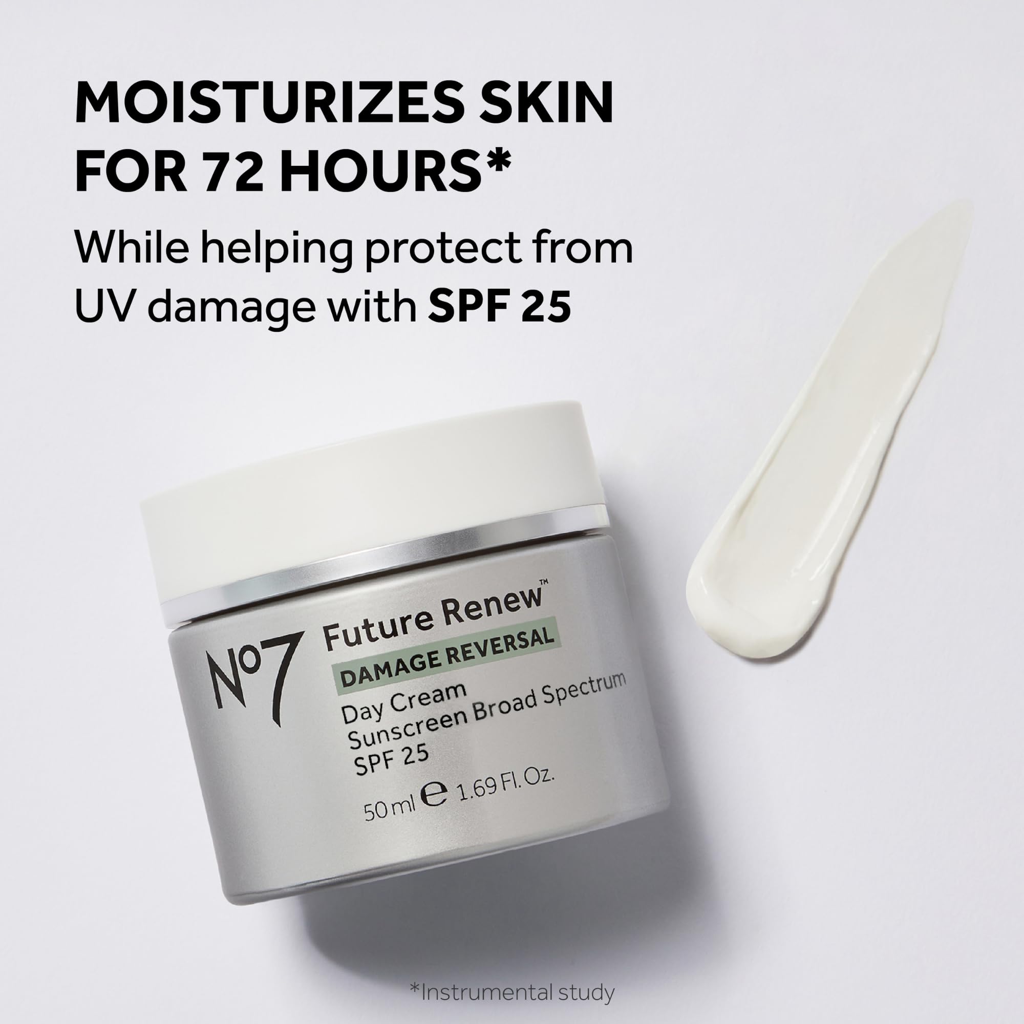 No7 Future Renew Damage Reversal Day Cream SPF 25 - Anti Aging Moisturizer with SPF for Visible Sun Damage - Protects, Moisturizes & Reverses Dullness - Suitable for All Skin Types (1.69 Fl Oz)