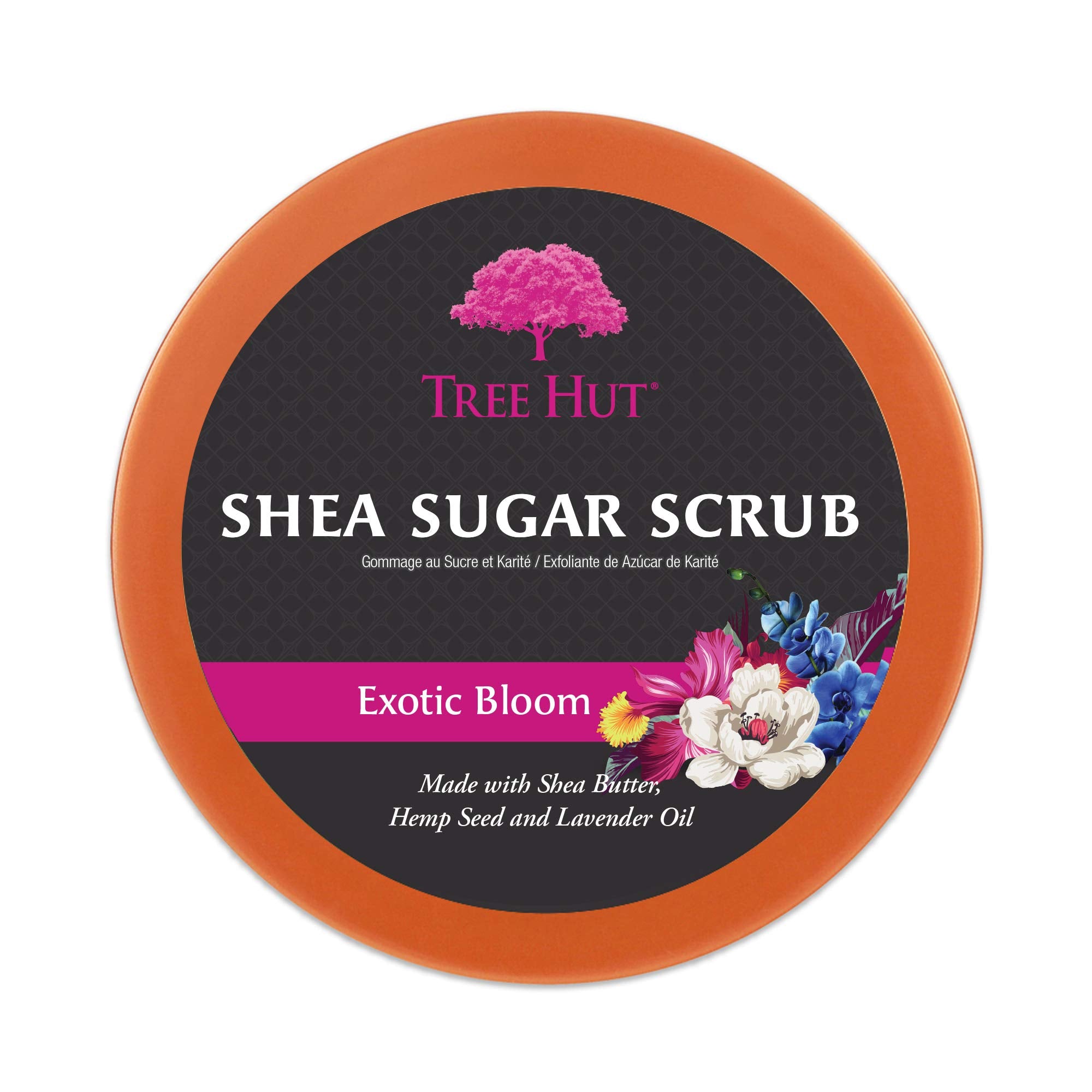 Tree Hut Exotic Bloom Shea Sugar Scrub | Exfoliating Body Scrub Removes Dead, Dry Skin for a Soft & Hydrated Feel | Nourishing Essential Body Care | 18 fl oz.