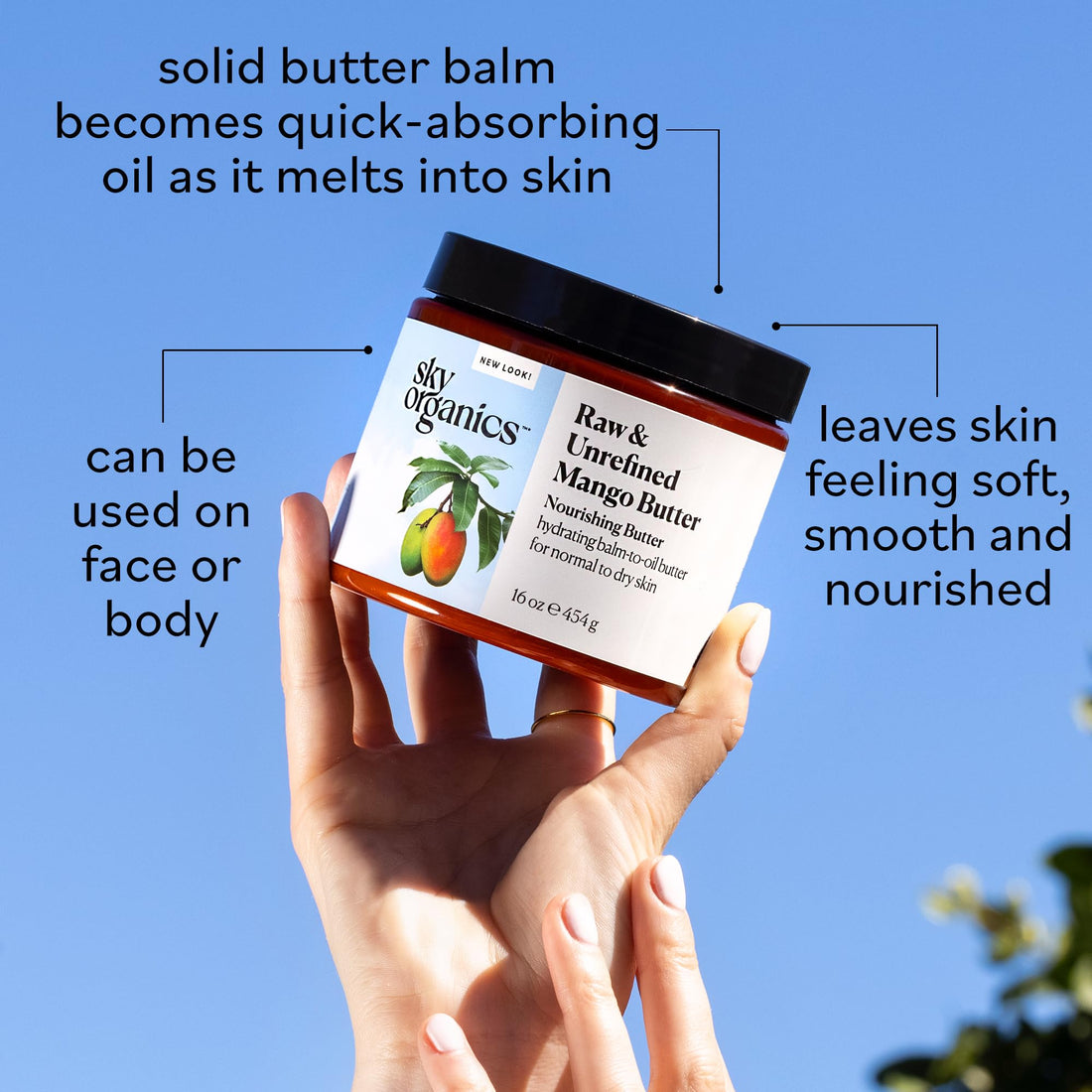 Sky Organics Best Raw Mango Butter Unrefined, Skin Nourishing, Moisturizing and Healing, for Dry Skin, Hair Shine and DIY (16 oz)