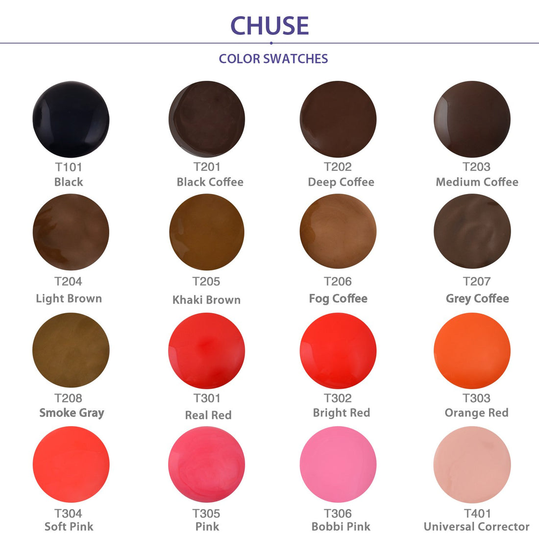 CHUSE T401, 12ml, Universal Corrector, Passed SGS, DermaTest Top Micro Pigment Cosmetic Color Permanent Makeup Tattoo Ink
