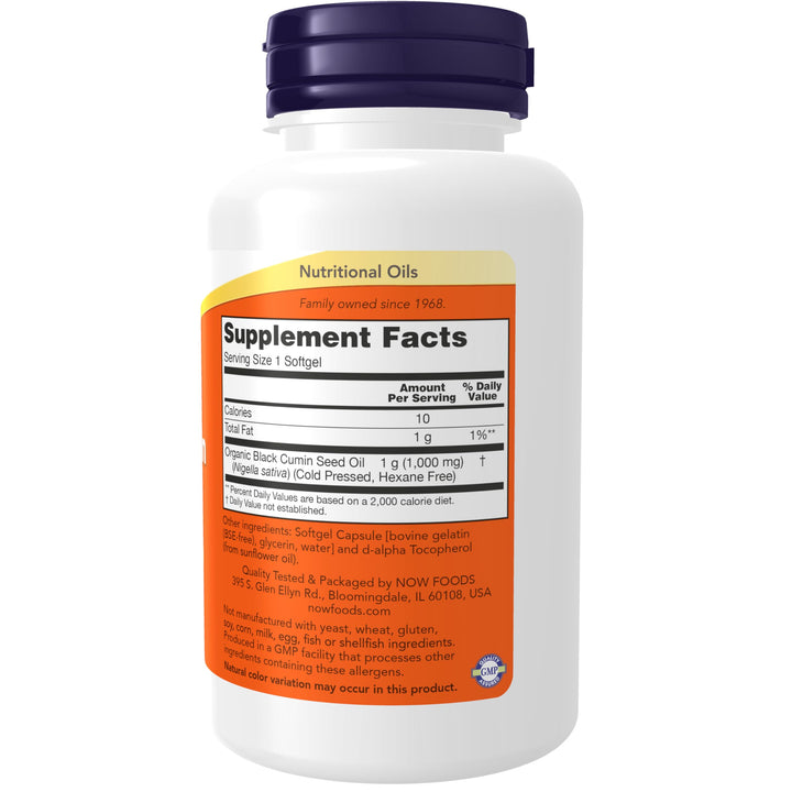 NOW Foods Supplements, Black Cumin Seed Oil, 1,000 mg, Cardiovascular Support*, 60 Softgels