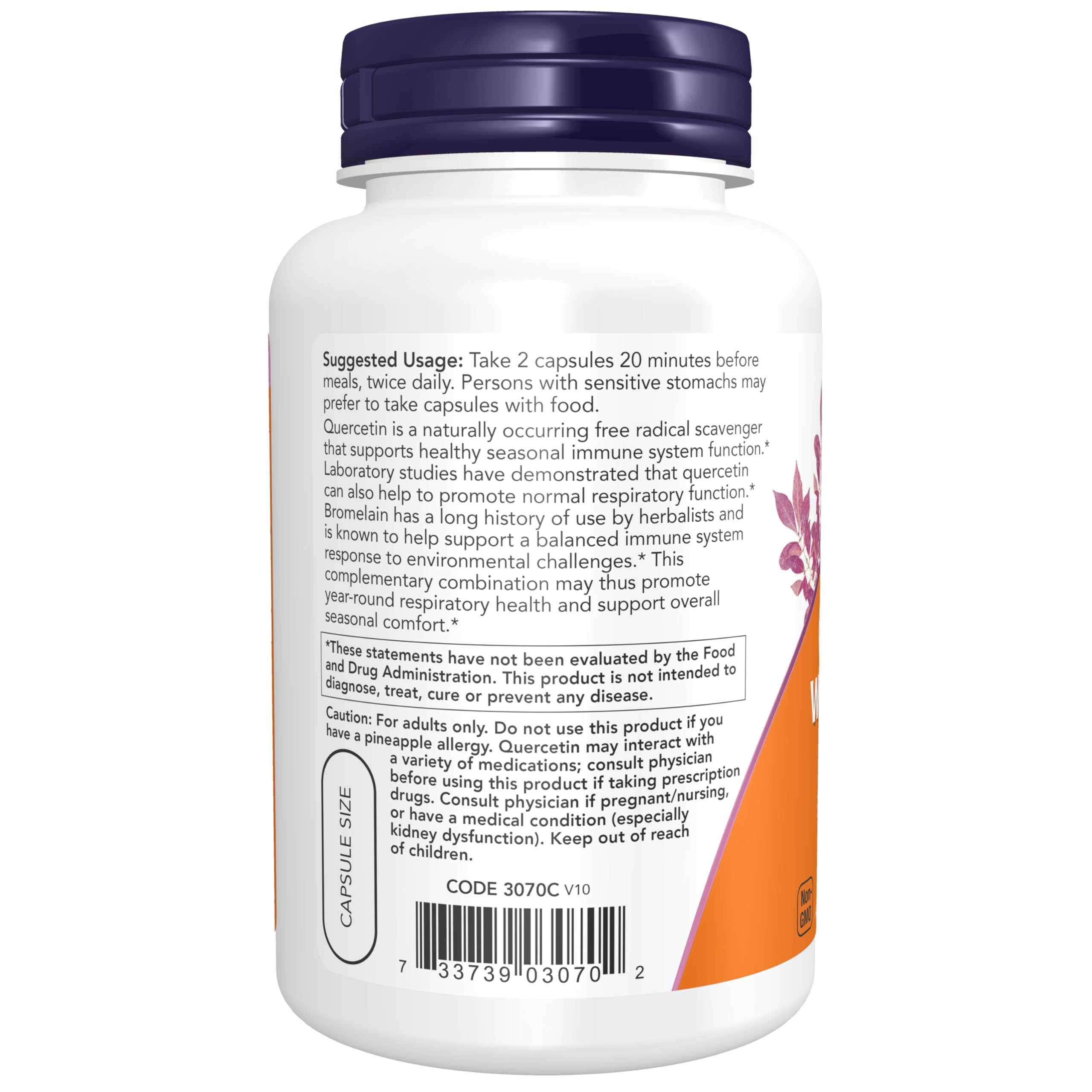 NOW Foods Supplements, Quercetin with Bromelain, Balanced Immune System*, 120 Veg Capsules
