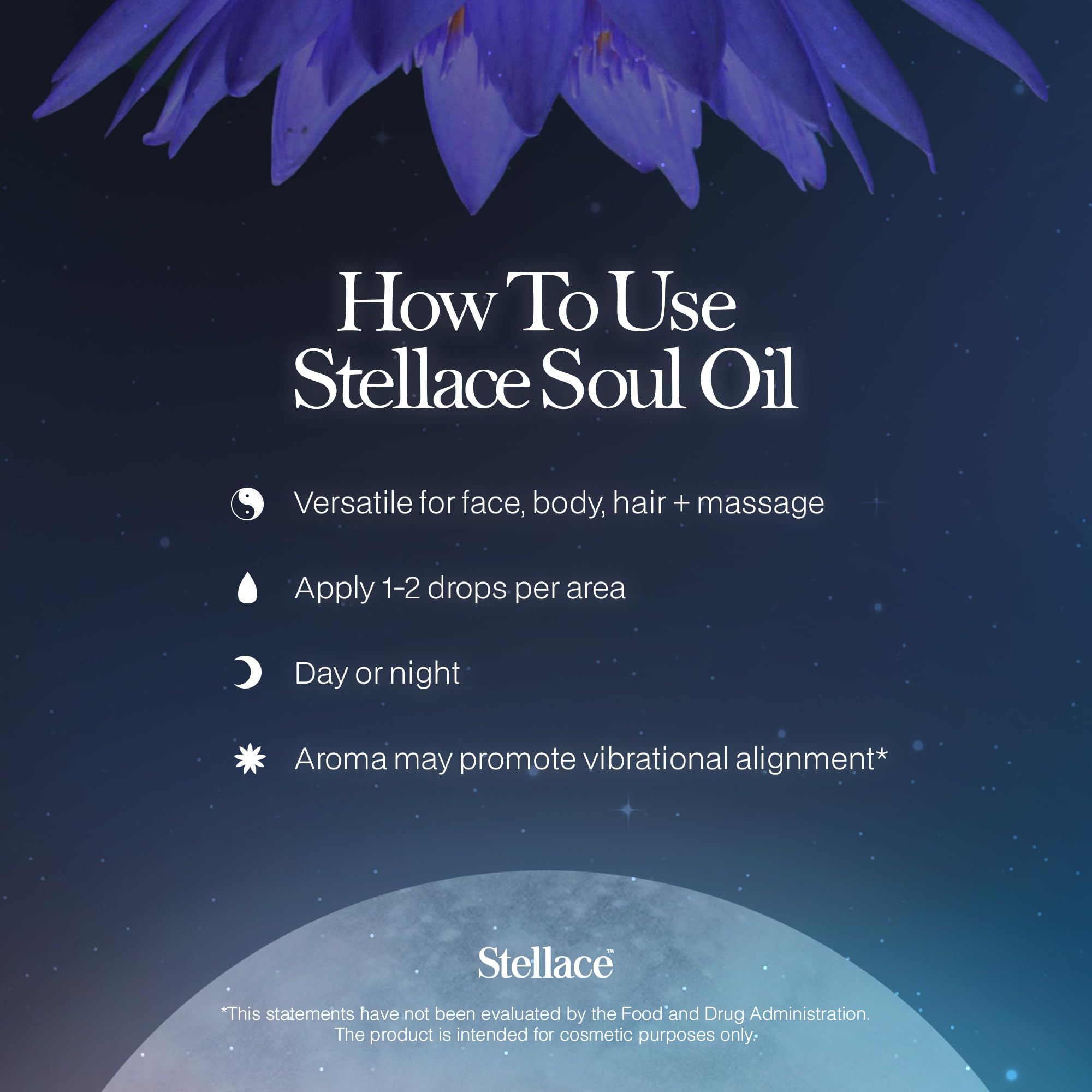 stellace Organic Egyptian Blue Lotus Moringa Oil - 60ml - 100% Pure & Natural Extract - Premium Therapeutic Grade For Face, Body and Hair Oil - Relaxation & Advanced Skin Care