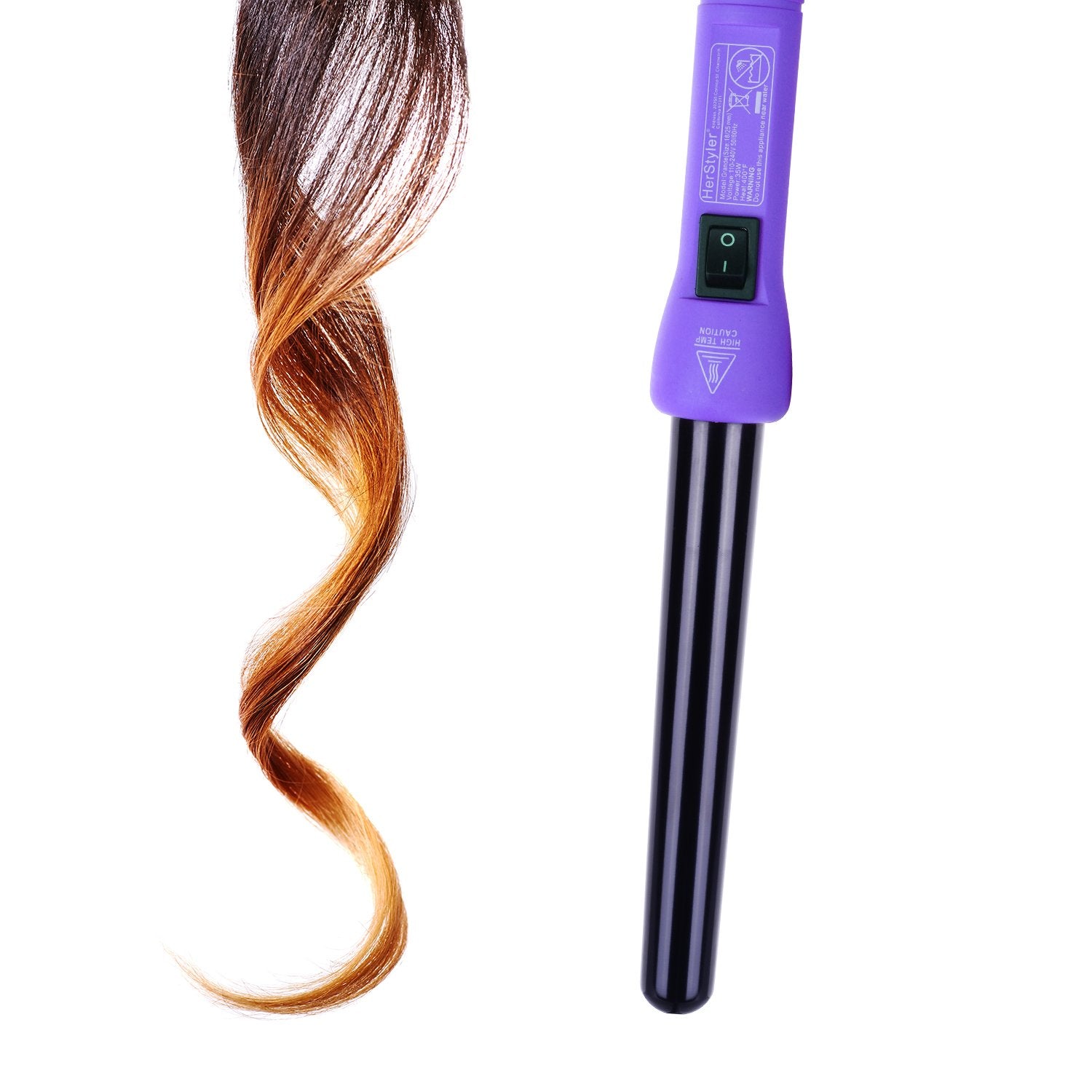 Herstyler Grande Purple Hair Professional Curling Iron (Purple Handle Black Rod)