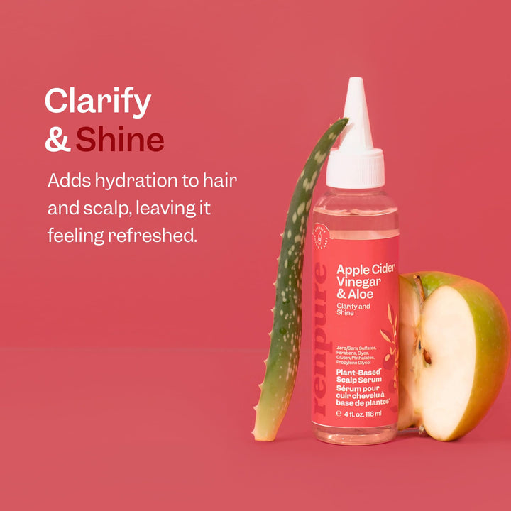 Renpure plant-based Beauty Apple Cider Vinegar Clarify + Shine Scalp Serum, 4 Fluid Oz