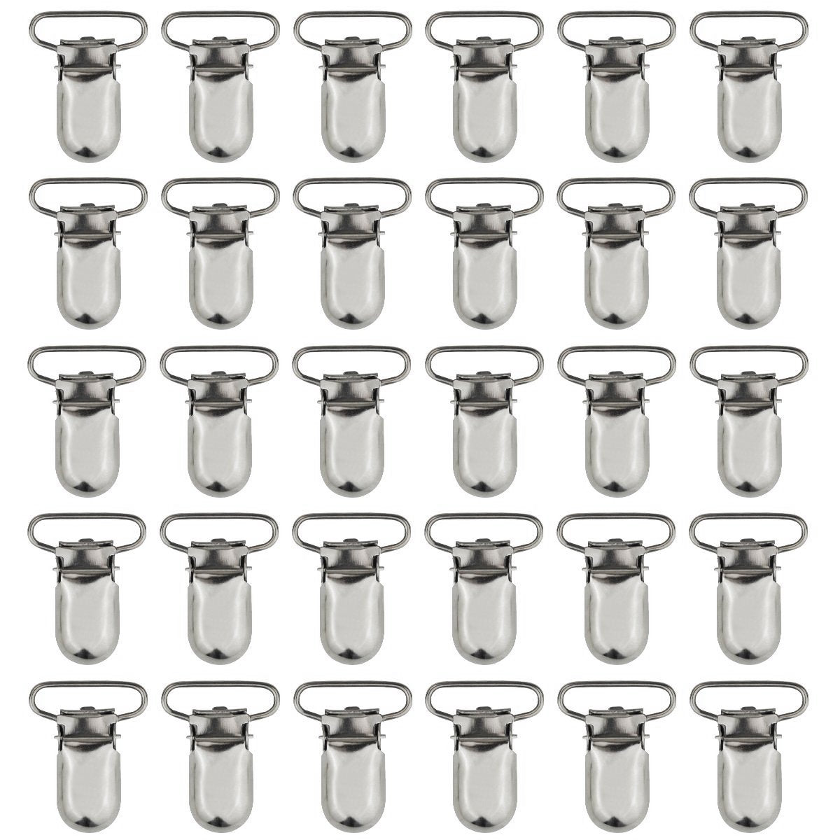 50pcs 1 Pacifier Suspender Clips, Marrywindix Pacifier Clips for Making Pacifier Holders Bib Clips Toy Holder Silver
