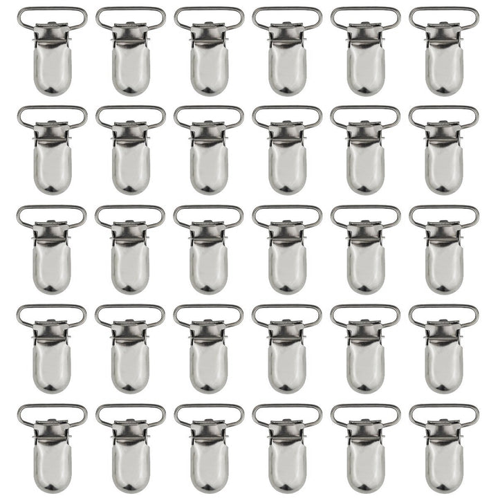 50pcs 1 Pacifier Suspender Clips, Marrywindix Pacifier Clips for Making Pacifier Holders Bib Clips Toy Holder Silver