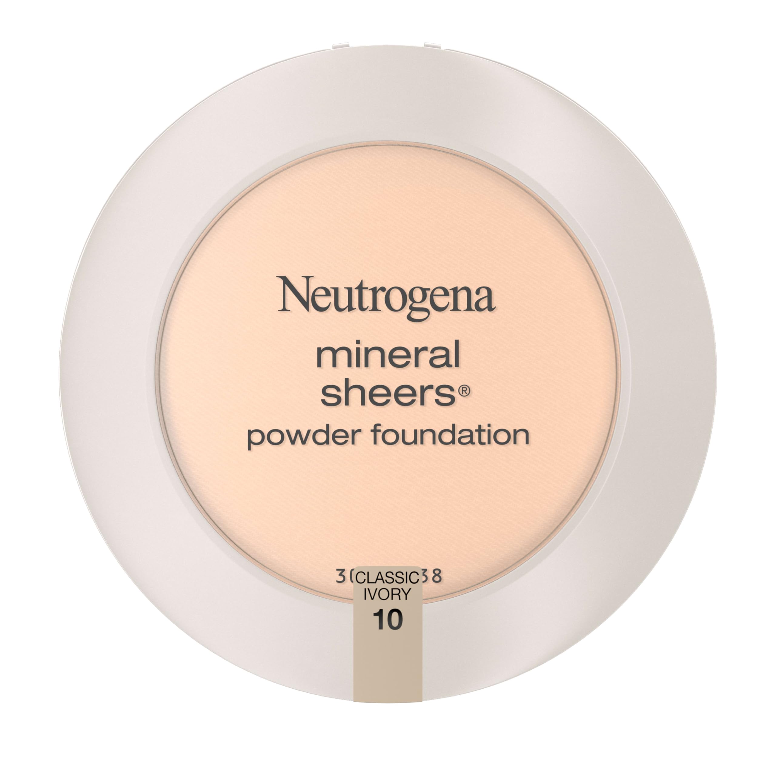 Neutrogena Mineral Sheers Compact Powder Foundation, Lightweight & Oil-Free Mineral Foundation, Fragrance-Free, Classic Ivory 10,.34 oz (Pack of 2)