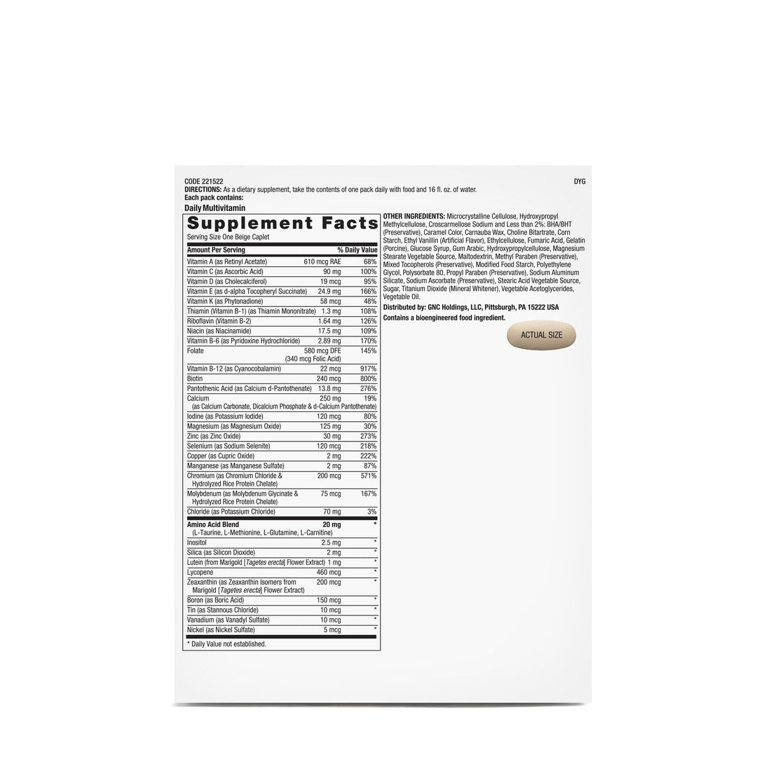 GNC Pro Performance Active Fitness Vitapak Program | 30 Servings