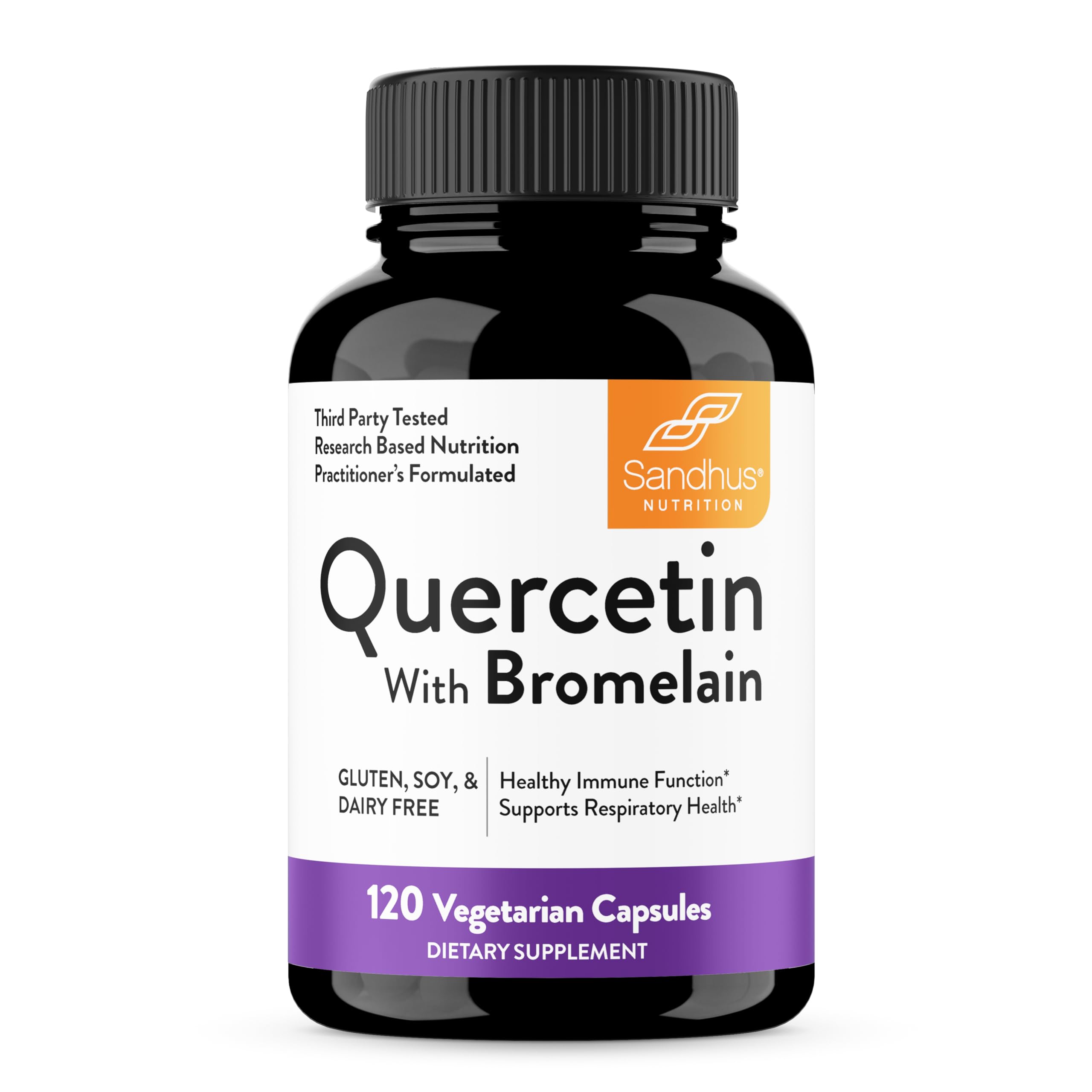 Sandhu's Quercetin with Bromelain Supplement - 1000mg Per Serving 120 Vegetarian Capsules - Bioflavonoids Quercitin Complex for Immune Support & Respiratory Health