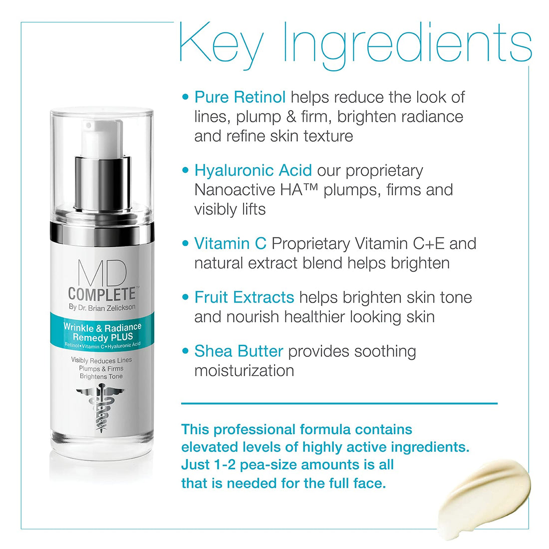 MD Complete Wrinkle & Radiance Trio|Professional Dermatologist Skincare Wrinkle Radiance Remedy with Retinol 1.0 fl oz + Total Eye Treatment 0.5 fl oz + Retinol Vitamin C Concentrate Serum 0.5 fl oz