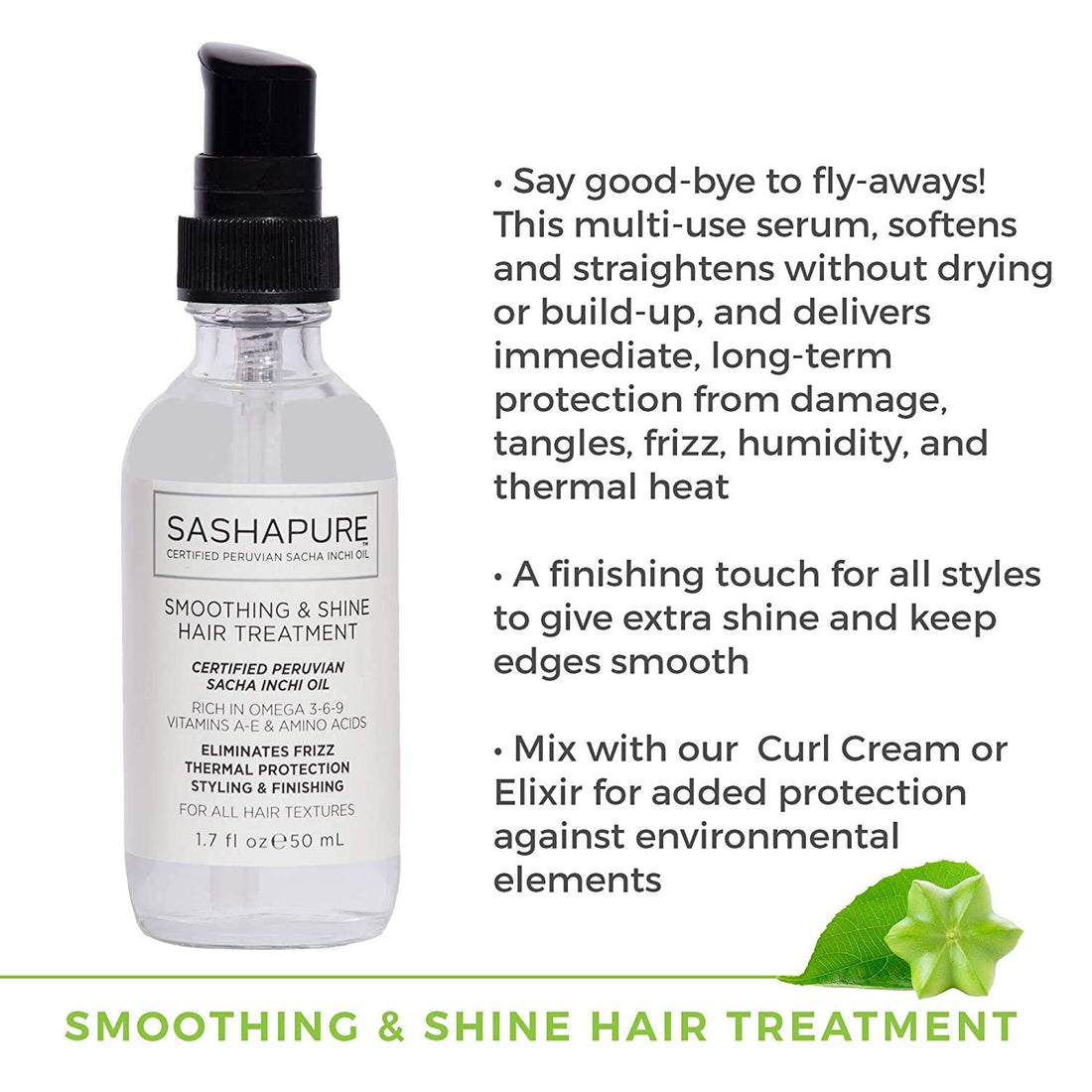 Sashapure Smoothing & Shine Hair Treatment 1.7 Ounce...