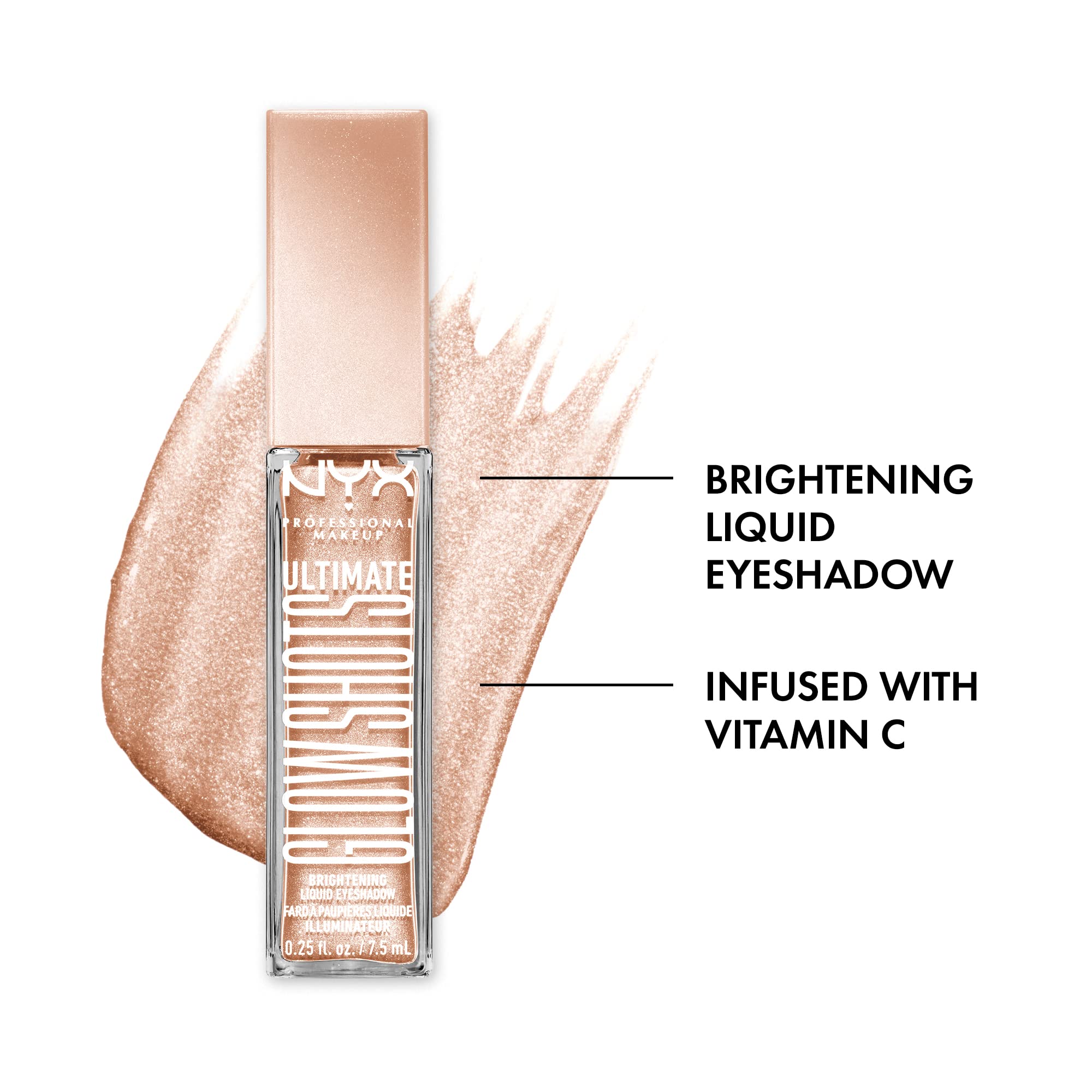 NYX PROFESSIONAL MAKEUP Ultimate Glow Shots, Liquid Eyeshadow, Long-Lasting Shimmer Eye Shadow with Vitamin C - Highkey Lychee