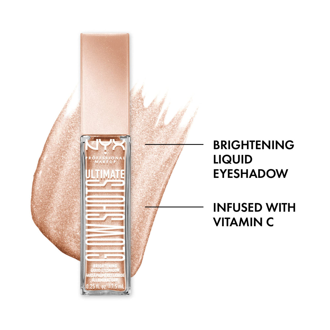 NYX PROFESSIONAL MAKEUP Ultimate Glow Shots, Liquid Eyeshadow, Long-Lasting Shimmer Eye Shadow with Vitamin C - Highkey Lychee