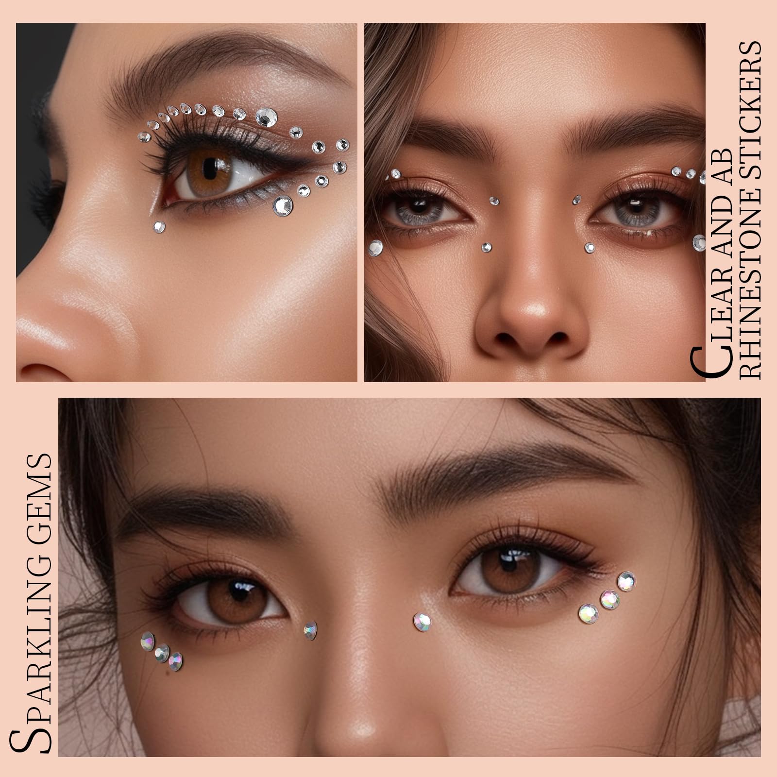 Teenitor Face Gems Hair Gems 2032PCS Self Adhesive Face Rhinestones, Festival Face Jewels Stick on Face Gems for Makeup, Face, Hair, Body in 7 Sizes