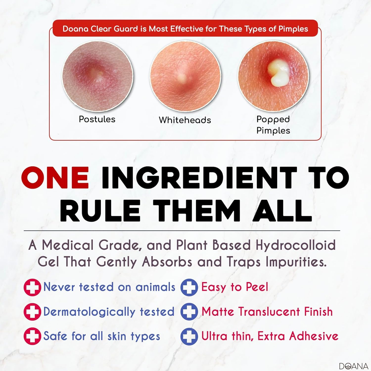 DOANA Korean Pimple Patches - 84 Count / Made in KOREA - Absorbing Hydrocolloid 3 Size Acne Patches for Blemishes. Zits Cover, Spot Stickers for Face and Body, Day and Night, Round Shape