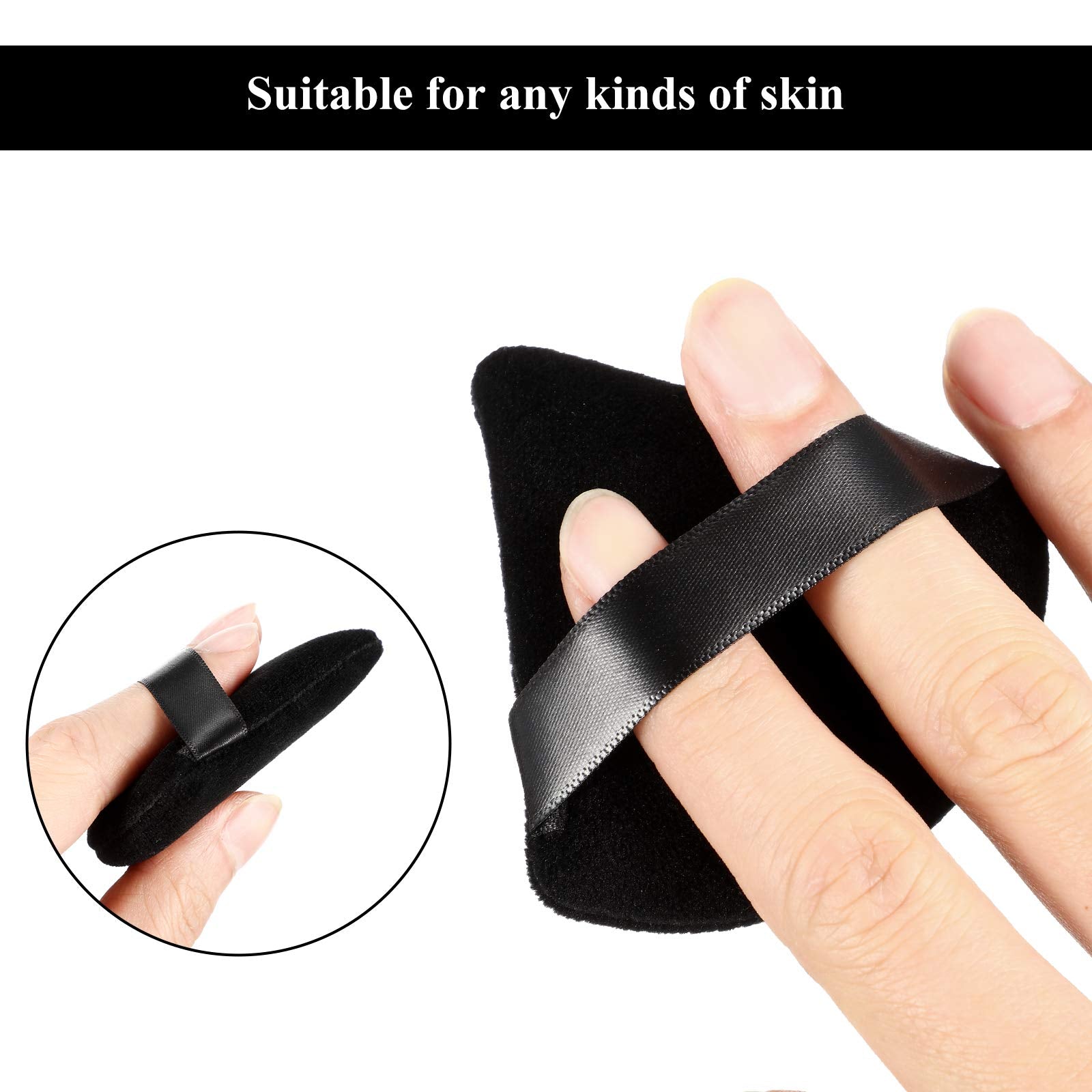 12 Pieces Cotton Powder Puff Triangle Shape Powder Puff Wet and Dry Dual-Use Makeup Puff Cosmetic Makeup Tool with Strap for Powder Foundation, Concealer, Loose Powder, Body Powder