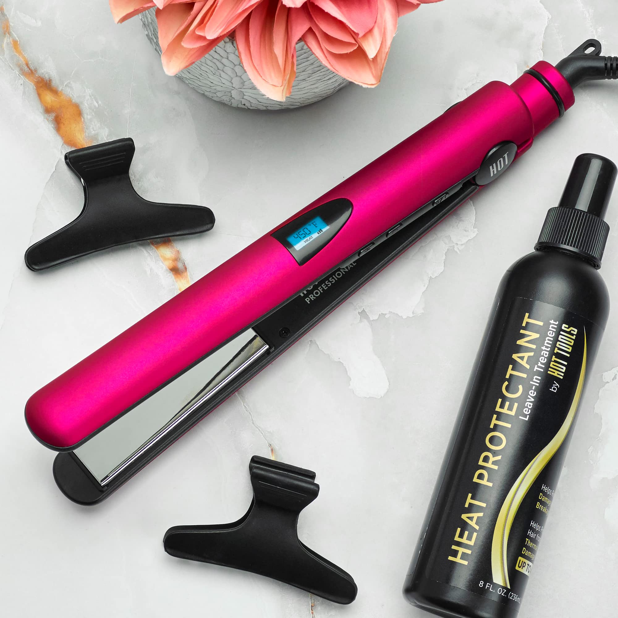 Hot Tools Digital Flat Iron, Pink Titanium, 1 Inch