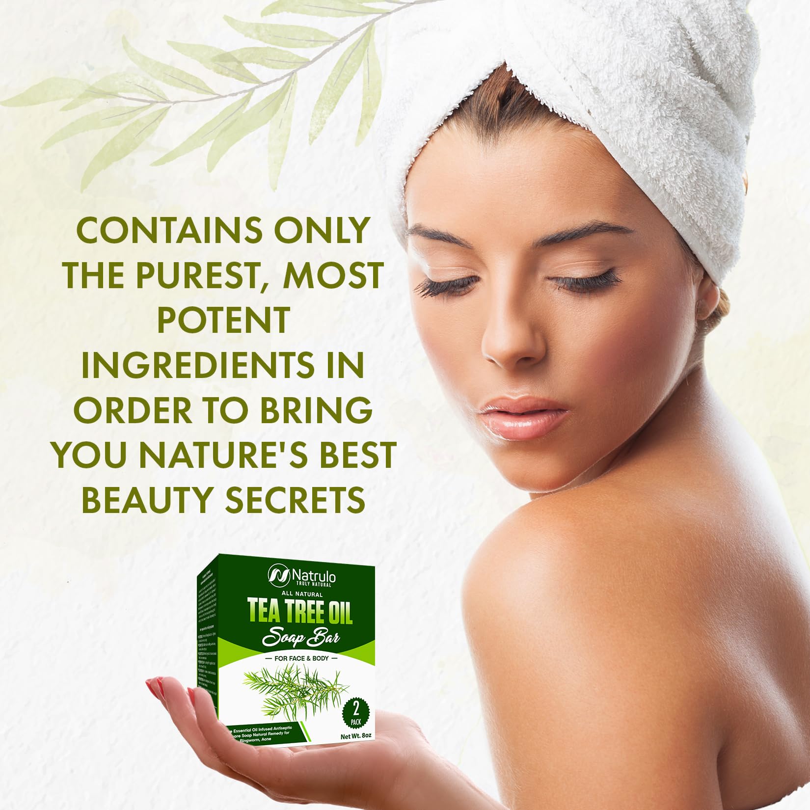 Tea Tree Oil Soap Bar for Face & Body, 4oz –All Natural Remedy Skin Cleanser – Pure Essential Oil Infused Skincare Cleansing Soap for Dirt & Acne - Tea Tree Face & Body Wash Made in USA