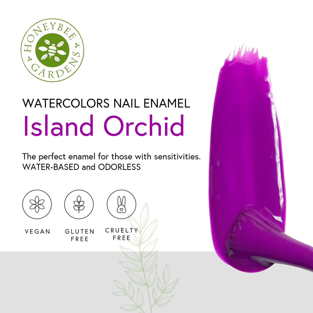 Honeybee Gardens WaterColors Nail Enamel Island Orchid | Non Toxic | Water-based | Earth Friendly