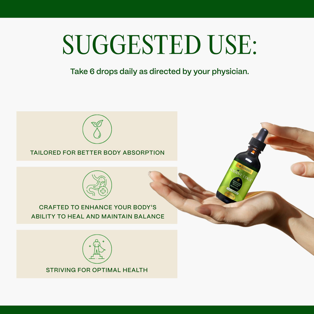 Go Nutrients Iodine Edge - Organic Nascent Iodine Supplement - Advanced Iodine Drops for Thyroid Support, Boosted Energy, Cognitive Function & Immunity - 1oz Fast Absorbing Liquid Formula, GMO-Free