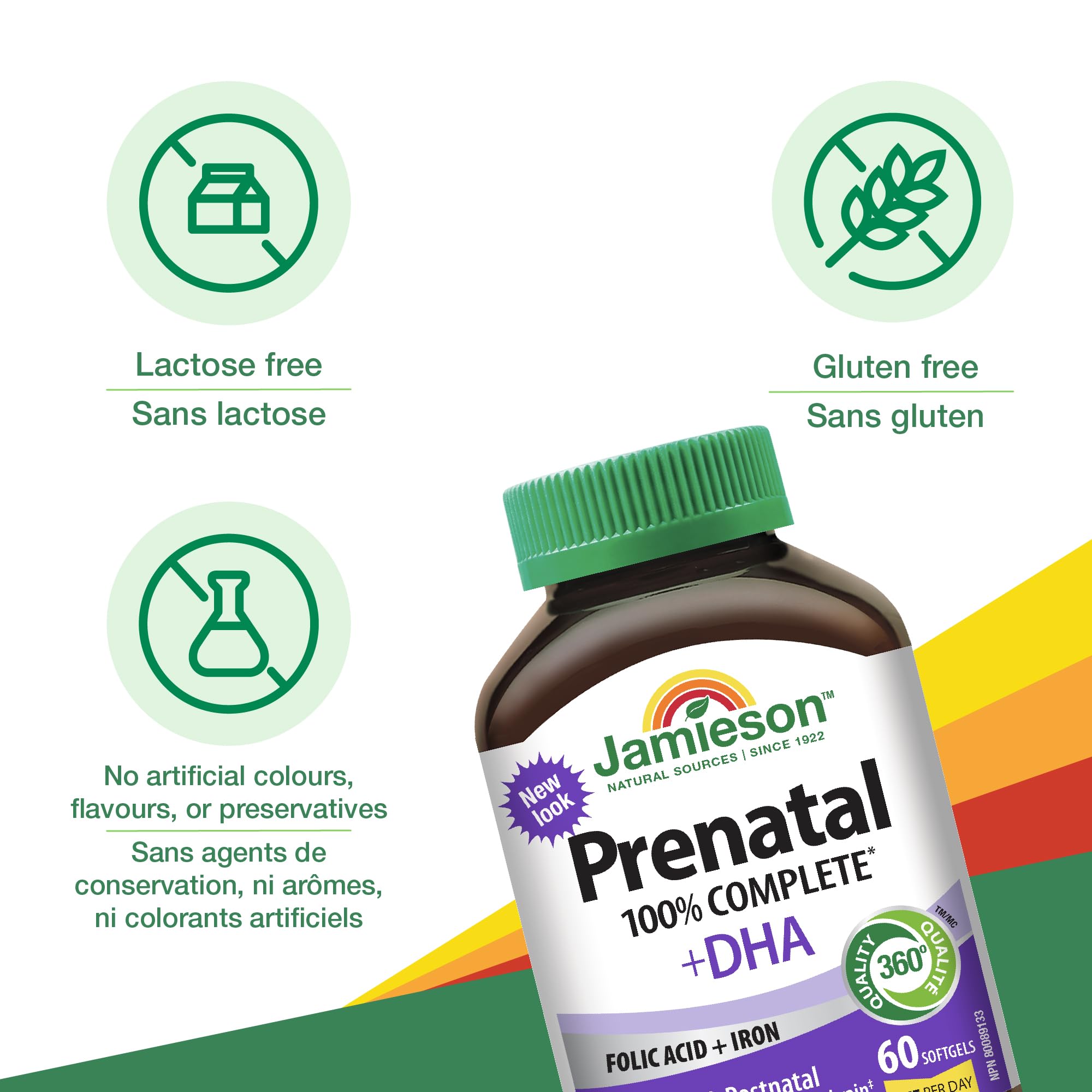 Jamieson PRENATAL Complete Multivitamin with DHA Supplement 60 Softgels