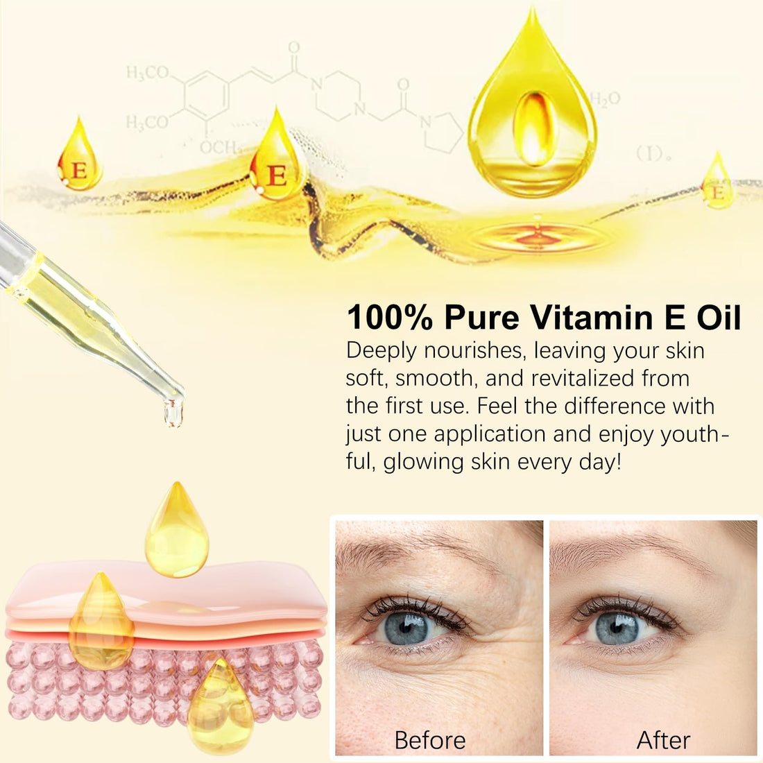 Liefiet Vitamin E Oil Blend 75,000 IU, Pure Vitamin E Oil for Skin, Face and Scars, Body Bath Oils Moisturizing Dry Skin, Easy to Absorb, 2Fl Oz